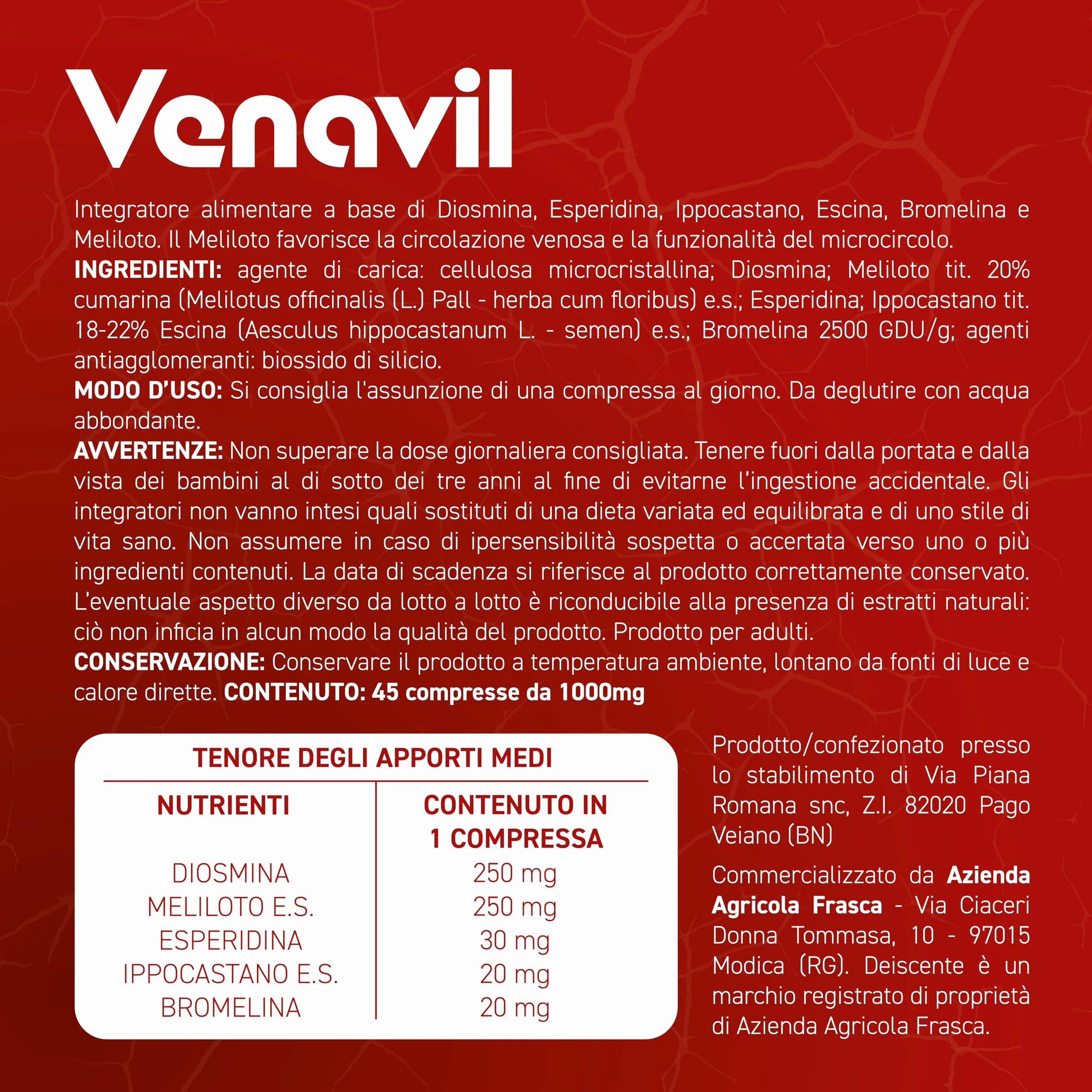 Diosmina Esperidina 1000 mg Integratore per Circolazione Gambe Vene Varicose Emorroidi