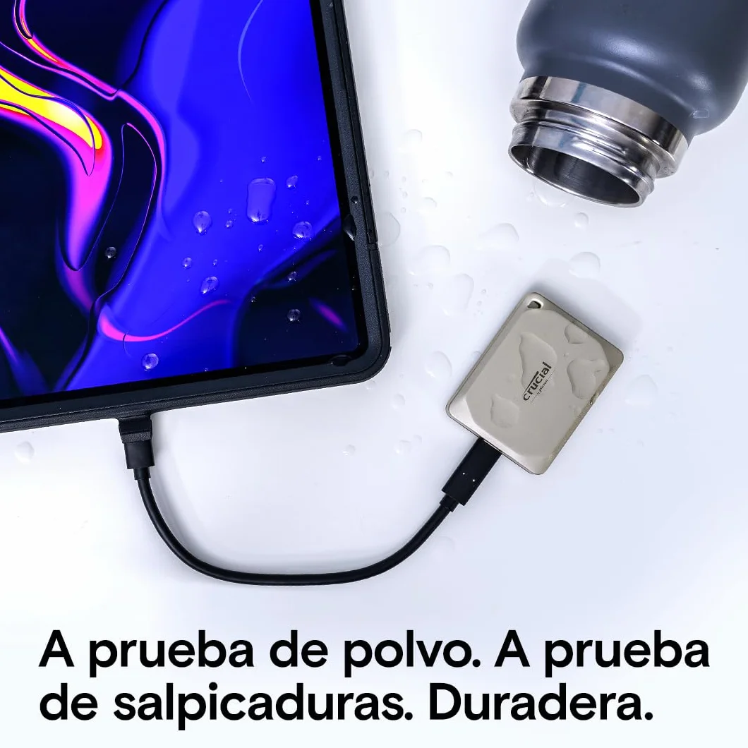 Crucial X9 Pro per Mac SSD 1TB Esterno SSD Portatile, fino a 1050 MB/s in lettura e scrittura, Adatto a Mac, Resistenza ad Acqua e Polvere (IP55), USB-C 3.2 - CT1000X9PROMACSSD9B02