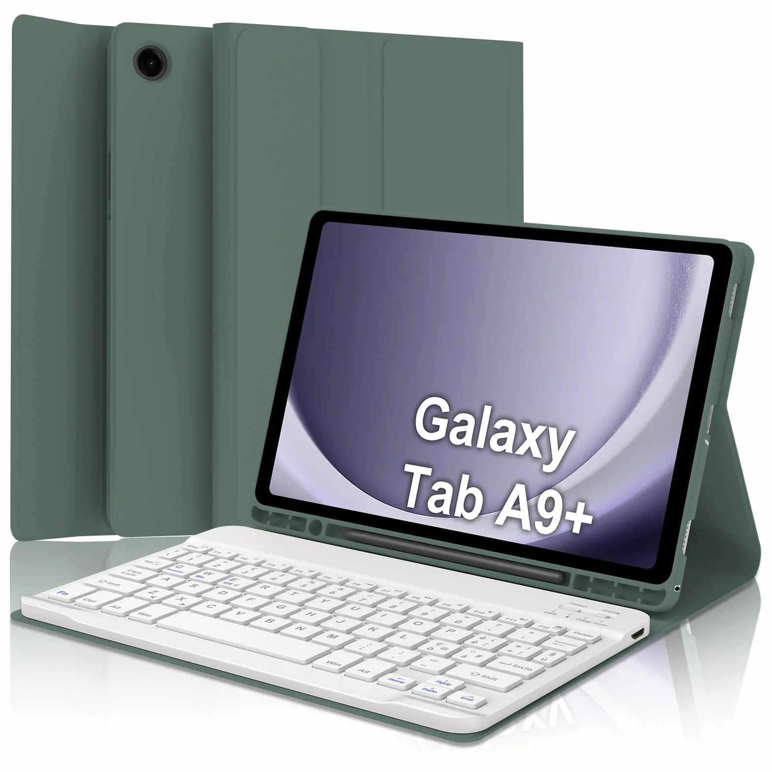 IVEOPPE Tastiera Samsung Galaxy A9 Plus 11" 2023, Cover Tastiera Italiano Bluetooth Rimovibile per Samsung Galaxy Tab A9+ 2023 11 Pollici SM-X210/X216/X218, Verde scuro