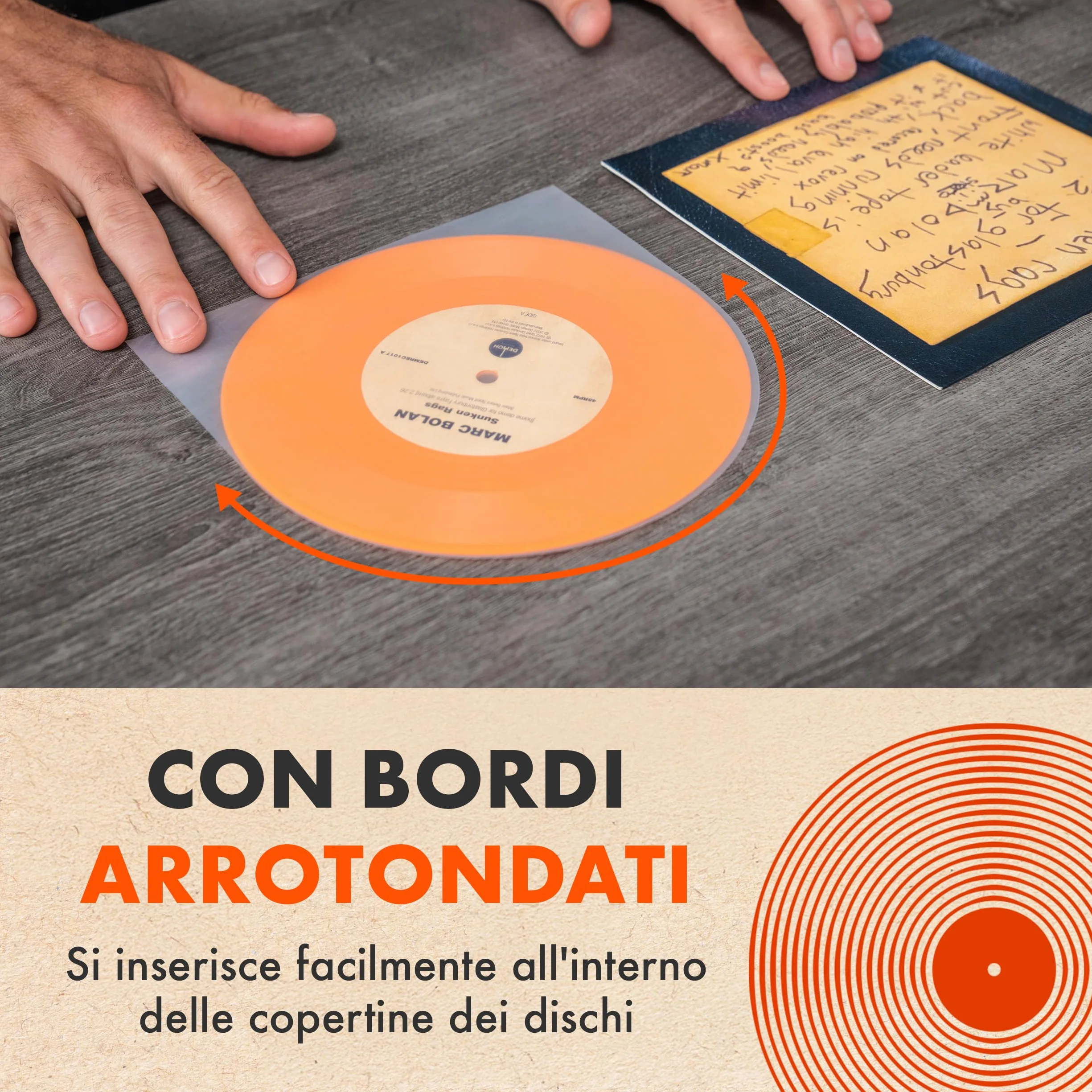 Spincare 50x 7 pollici Single 45 RPM buste interne antistatiche per vinili | Dynamic bordo arrotondato buste in HDPE antistatiche qualità archivio per la conservazione di vinili 7” 45 RPM