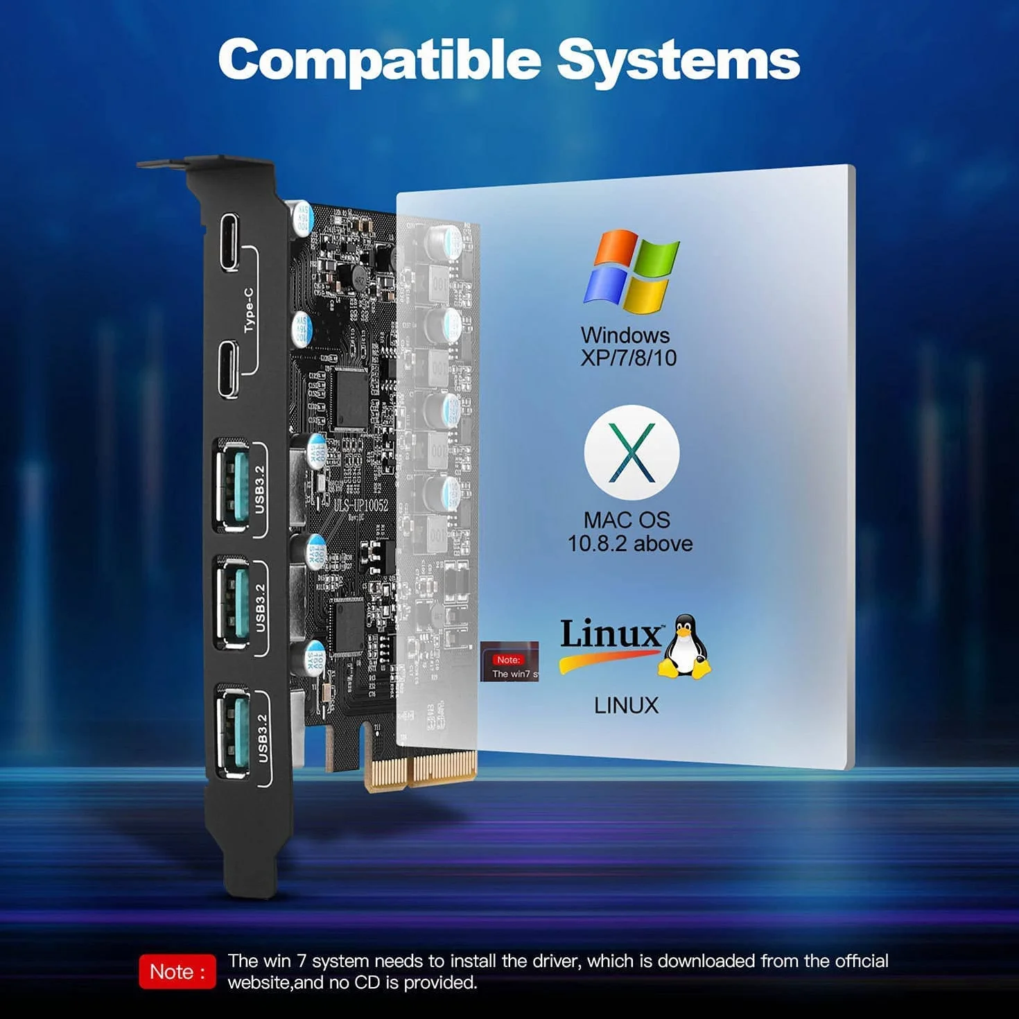 Scheda da PCIe a USB 3.2/3.1 Gen 2, 5 Porte Scheda di espansione USB 20Gbps Interna PCI Express USB3 per PC Windows 10/8/7 MAC OS