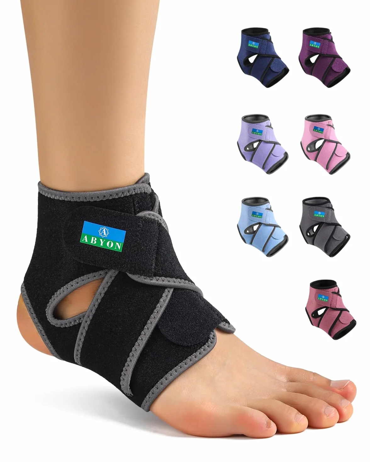 ABYON Cavigliera in Neoprene Traspirante Taglie S/M/L con Fasce Regolabili per Basket, Tutore per Caviglia