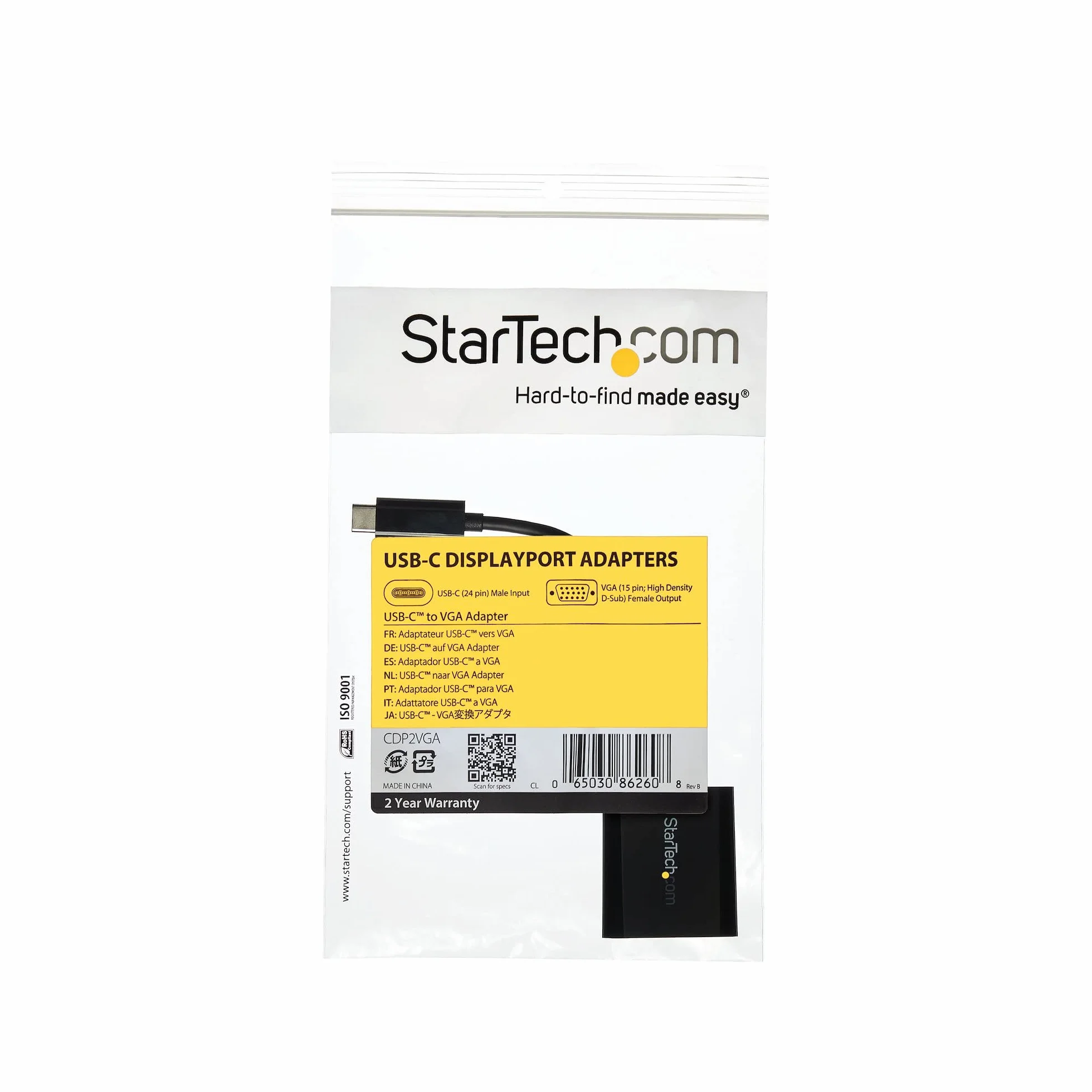StarTech.com Adattatore USB-C a VGA 1080p Convertitore video per MacBook Pro Nero CDP2VGAEC