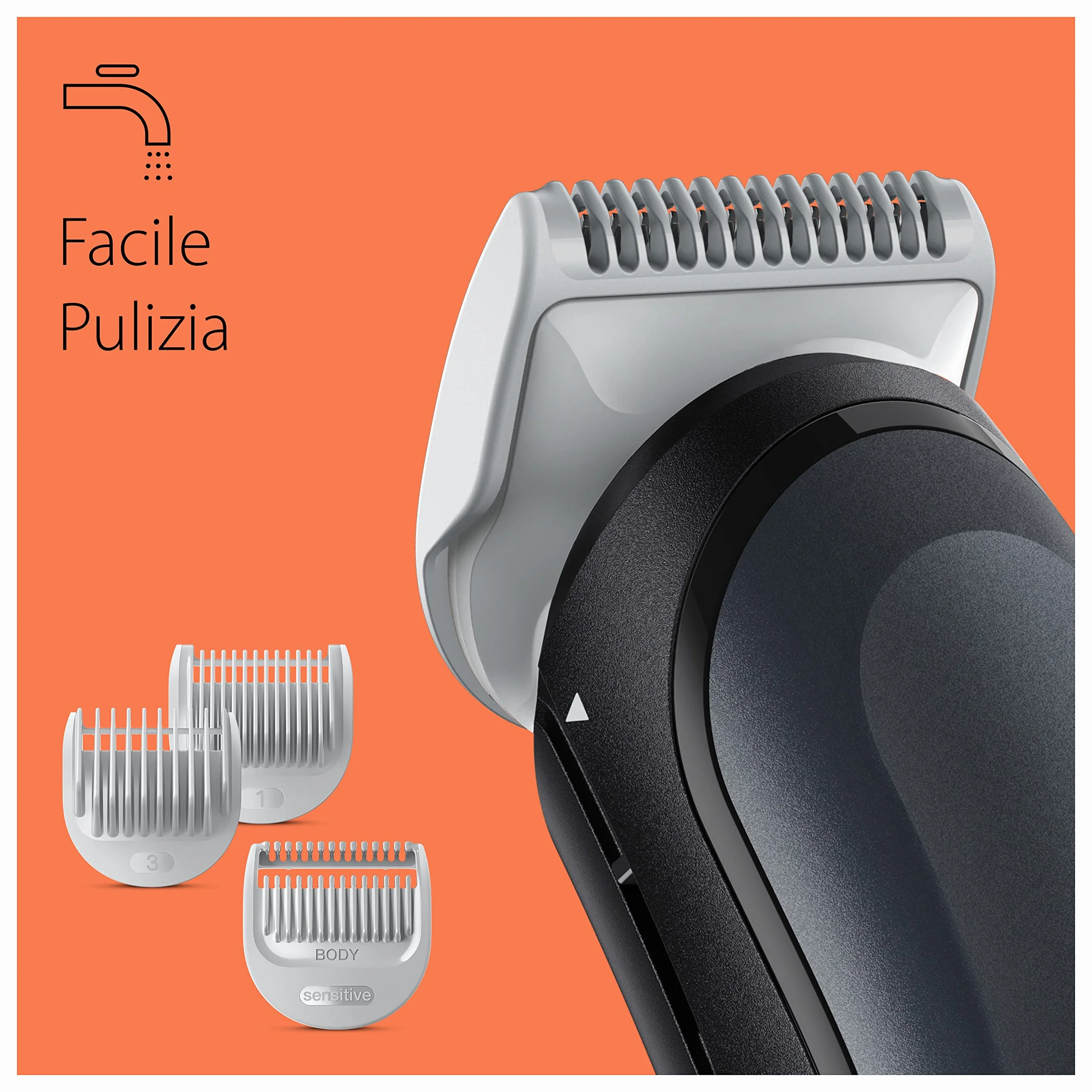 Braun Series 3 3340 Depilatore Corpo Uomo, Pettini 1mm 3mm, Tecnologia SkinShield, Lavabile