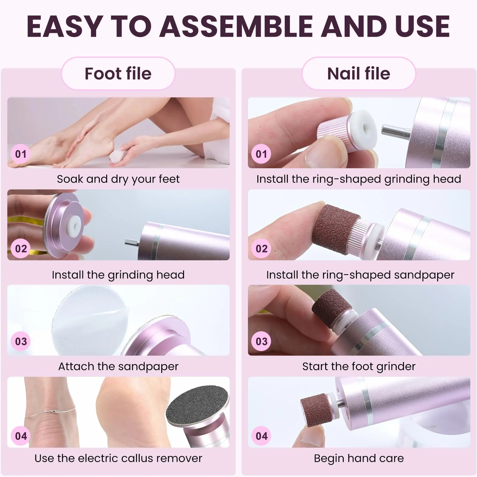 Pedicure Elettrico Professionale 2-in-1, 9 Velocità, 2000 mAh, Lima Piedi Talloni LCD, Rimozione Calli Pelle Morta