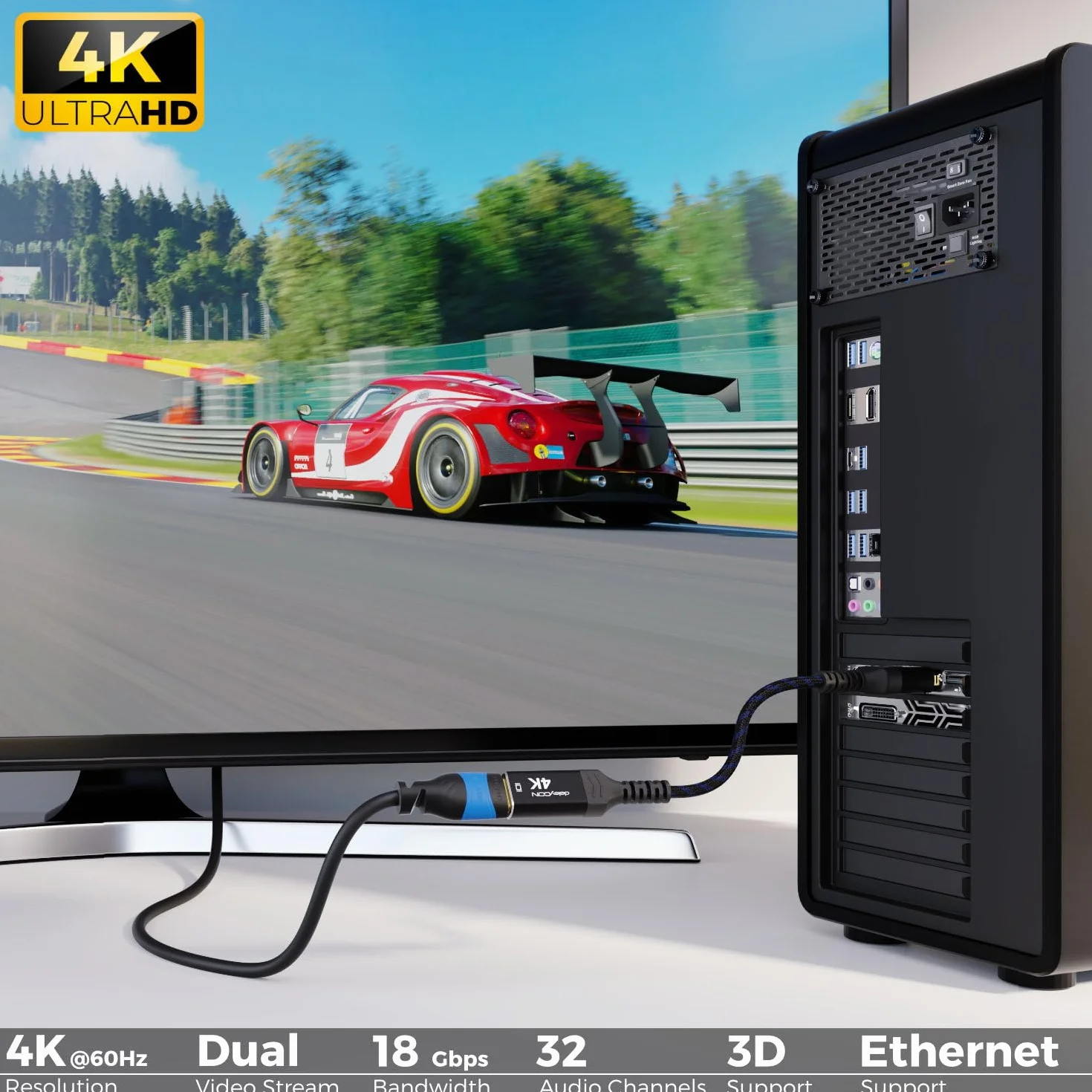 deleyCON 4K Adattatore DisplayPort a HDMI (Per Monitor/TV/Proiettori) - 4K@60Hz - Da Connettore DP Maschio a Porta HDMI Femmina - per Computer, PC e Schede Grafiche - Nero