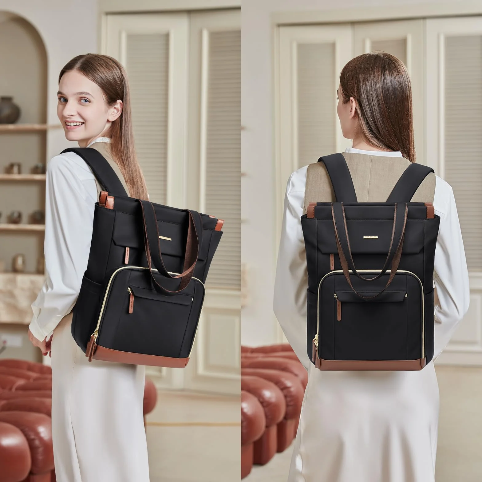 Zaino Porta PC Donna 16 Pollici Antifurto, Impermeabile Computer Backpack Capiente per Laptop, Viaggi, Ufficio, Scuola