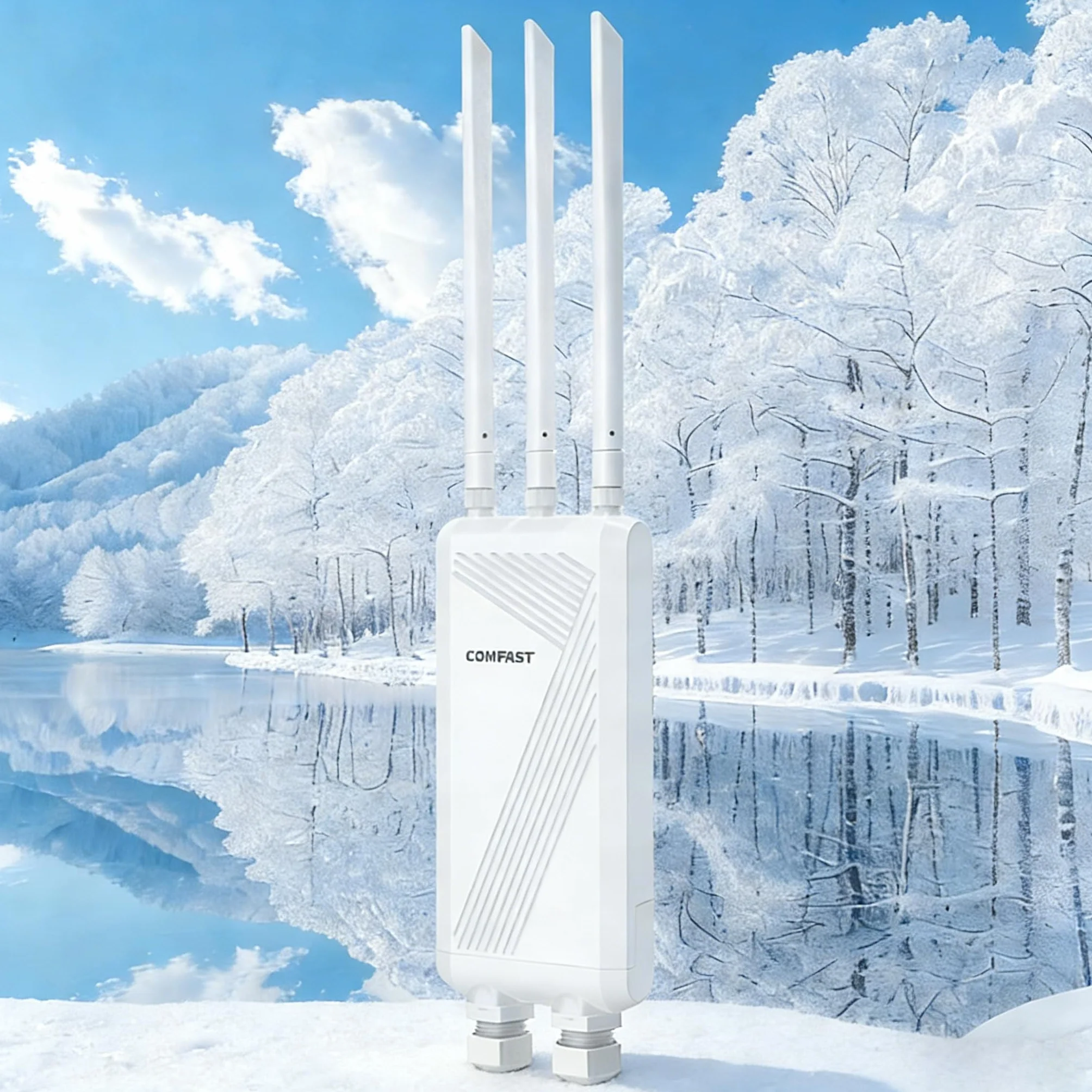 COMFAST Ripetitore WiFi Esterno, 3600Mbps WiFi7 Dual Band Access Point WiFi Esterno 3 Antenne, 3 Porte Gigabit Ethernet, 3 Chip 4 PA, 48V POE 12V DC, MU-MIMO, IP66, Modalità Ripetitore/Router/AP