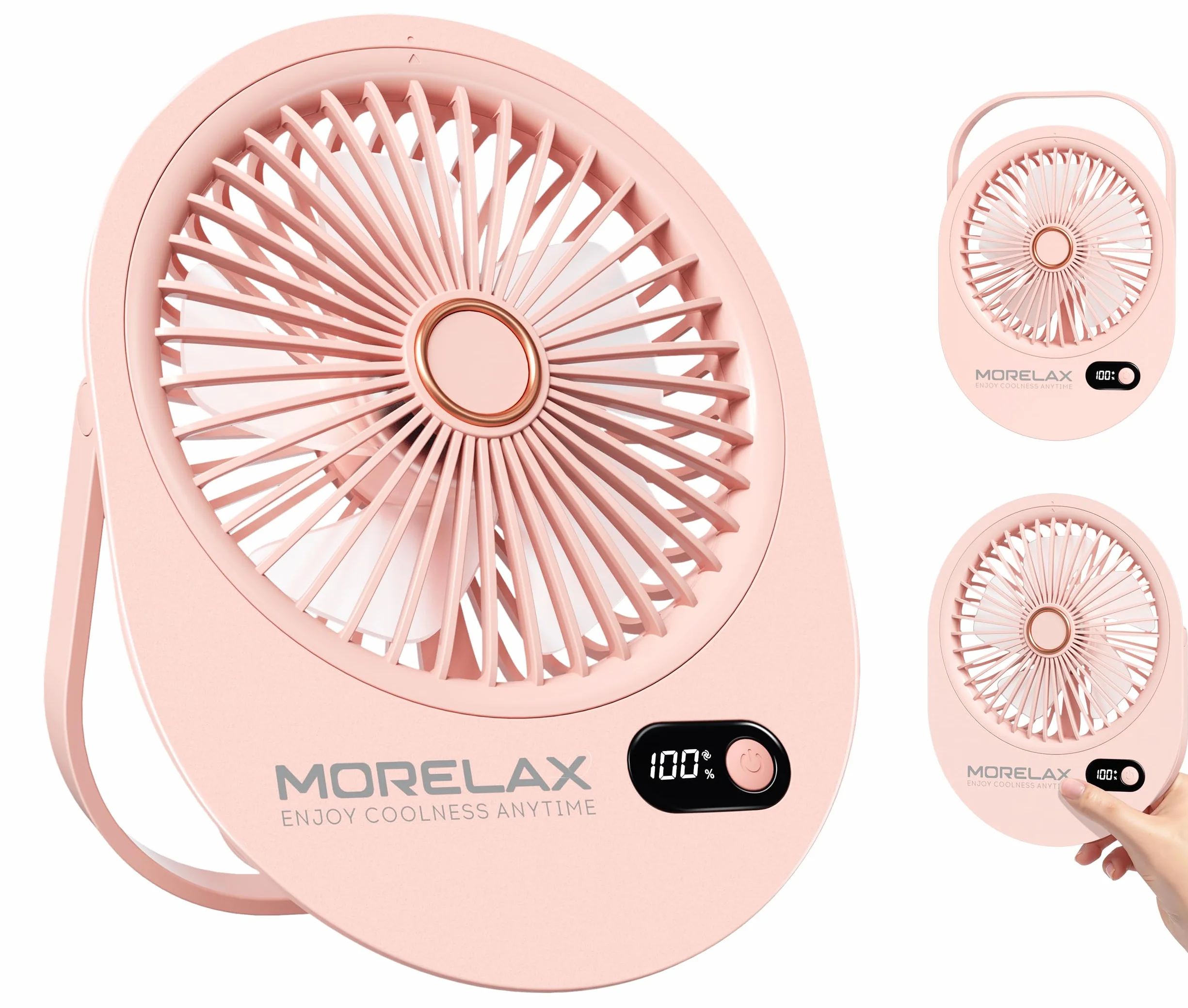 Mini Ventilatore da Tavolo, Portatile USB Ventilatore da Scrivania Silenzioso con 6 Potenti Velocità,Ricaricabile Ventilatore ad Angolo Regolabile,Piccolo Ventilatore per Ufficio/Campeggio (Rosa)