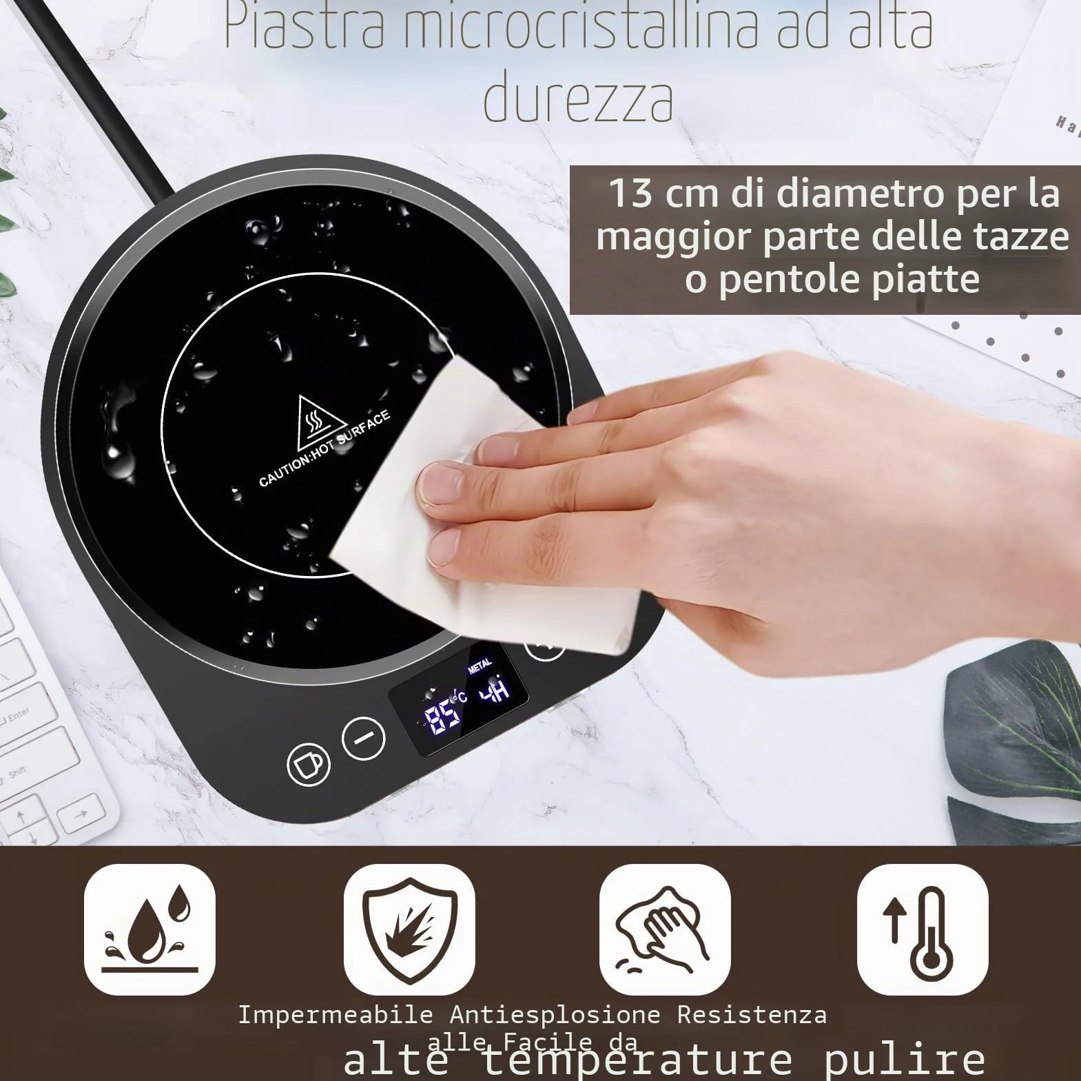 Scaldatazze da caffè,Scaldatazze aggiornato,Scaldabevande elettrico 9 impostazioni di temperatura,Scaldacandele con accensione/spegnimento automatico con rilevamento di gravità,Per caffè,Tè,Latte
