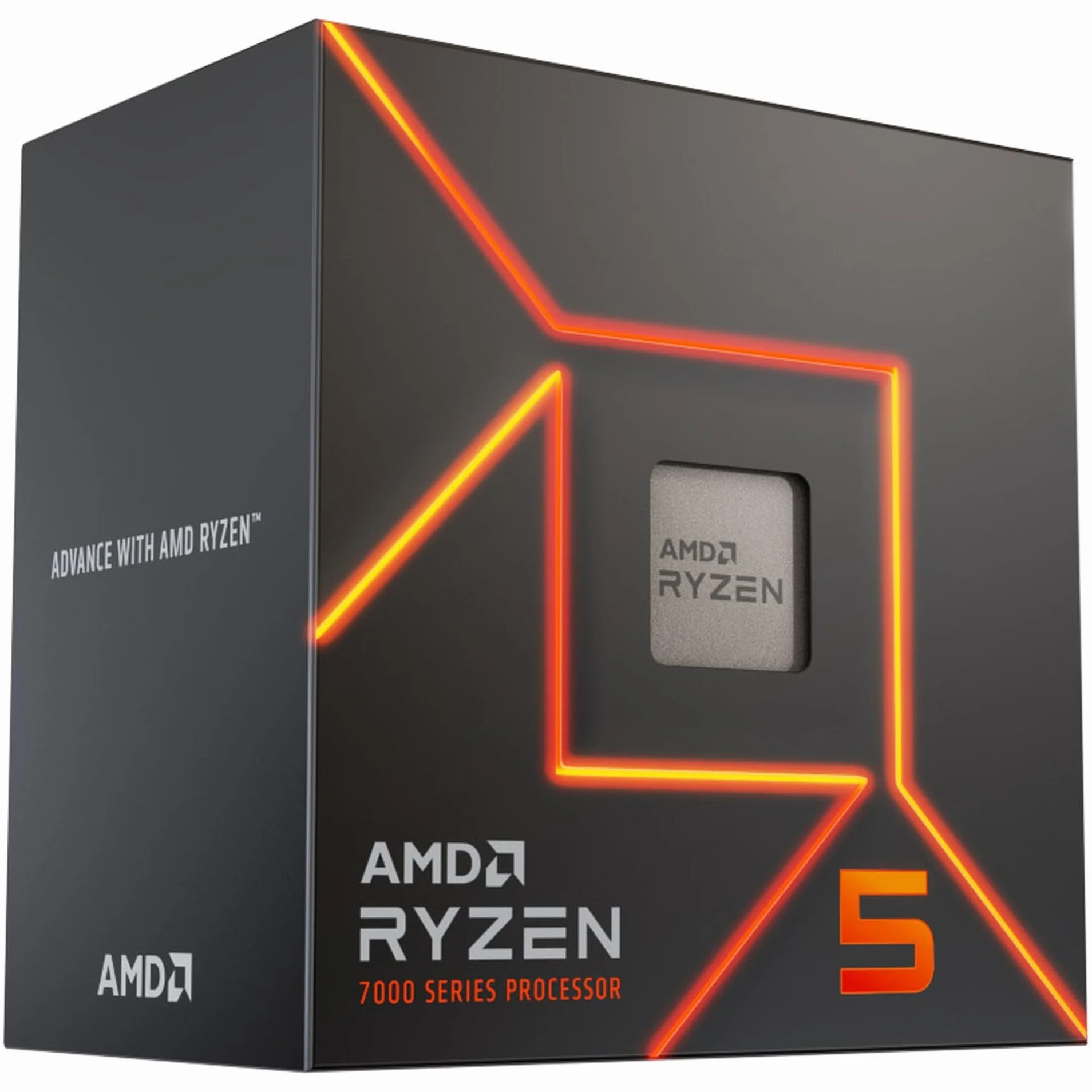 Processore AMD Ryzen 5 7600 (scheda grafica integrata Radeon, 6 cores/12 threads, 65W TDP, AM5 Socket, 38MB cache, Boost di Frequenza fino a 5.1 GHz max, dissipatore ad aria "Wraith prism Cooler")