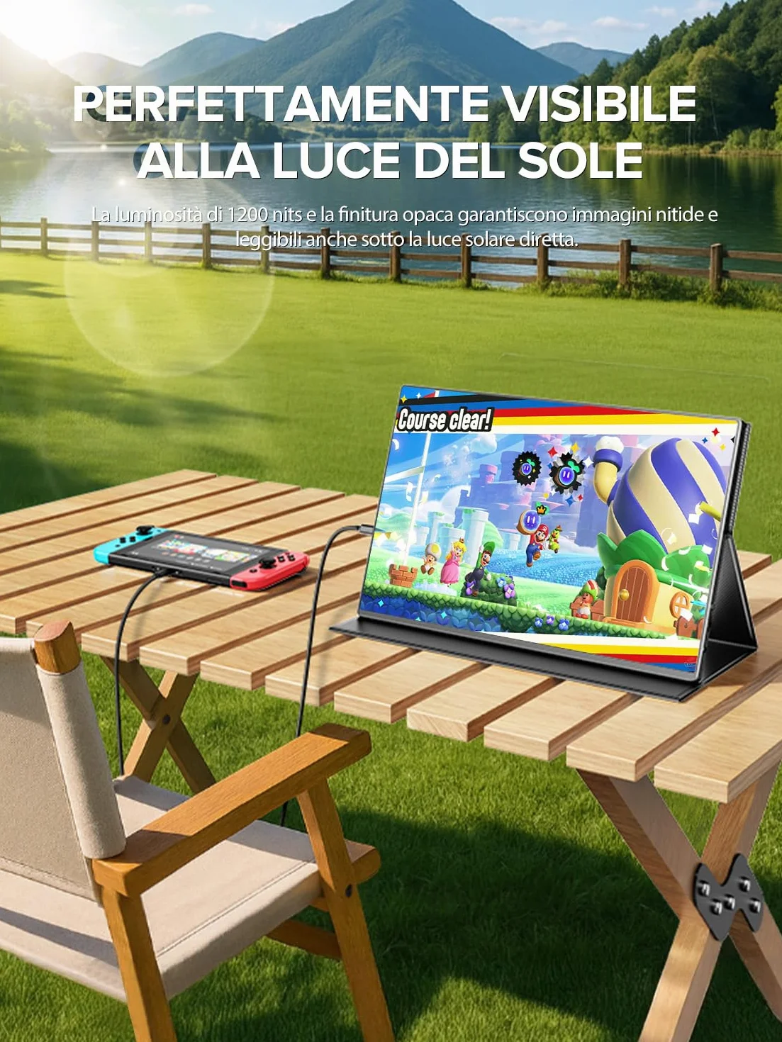 UPERFECT Monitor Portatile 4K 16" | 1200 Nits Laptop Monitor | 3840 * 2400 UHD | 145% sRGB 2000:1 16:10 | USB-C & MINI HDMI | VESA & Smart Case | Outdoor Screen for Laptop Mini PC Phone Game Consoles