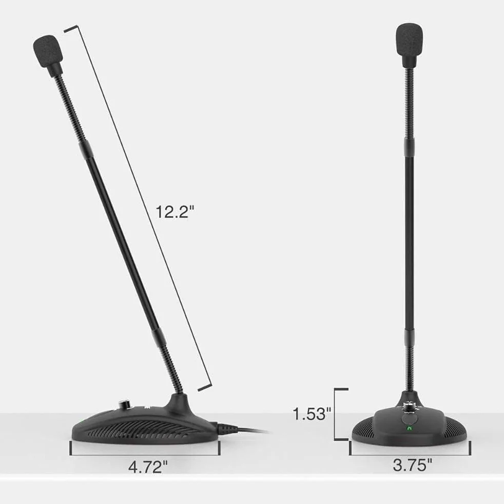 Microfono a collo d'oca per didattica e riunioni online, connessione USB, regolabile in altezza, ideale per videoconferenze e voce, compatibile con computer portatili e computer