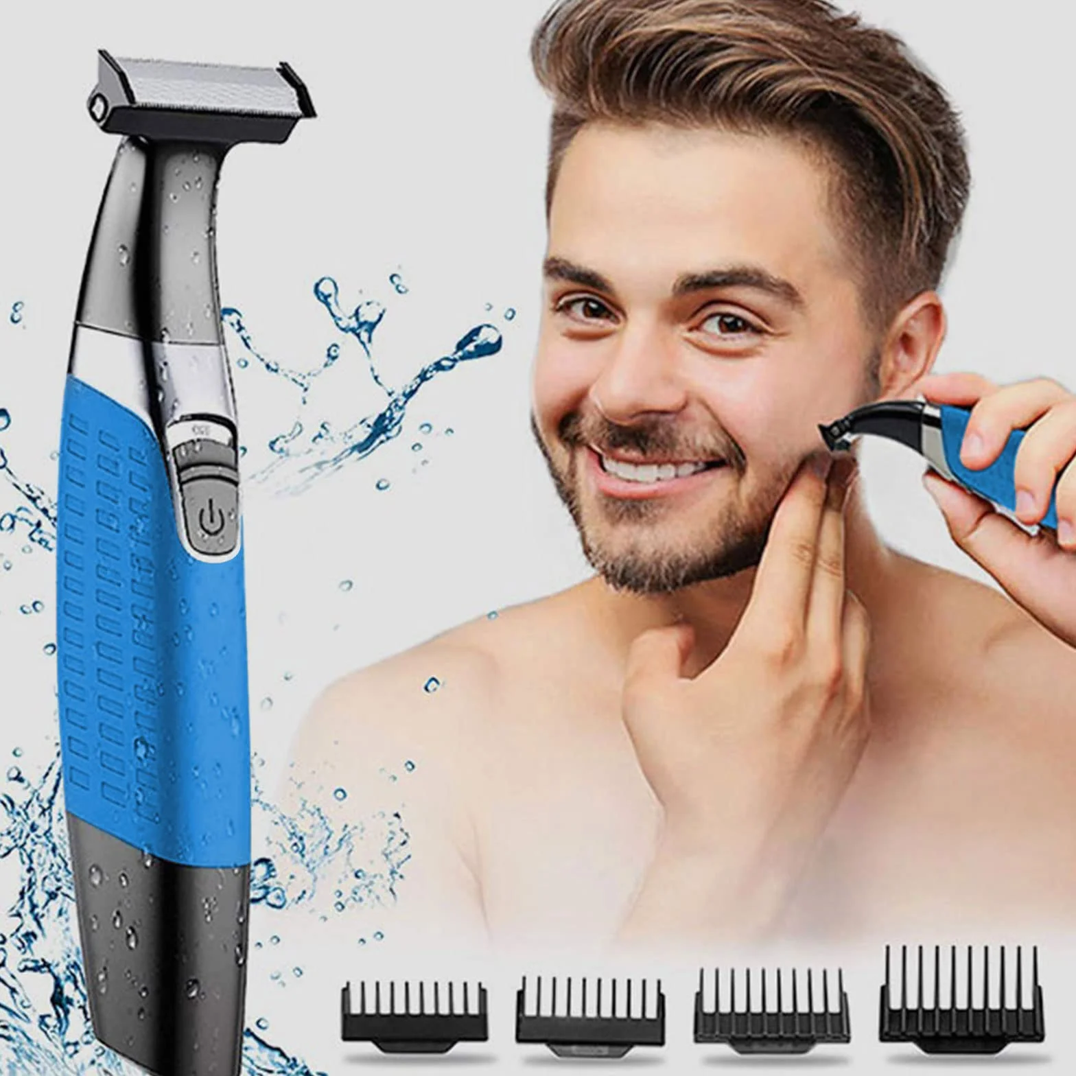 Rasoio elettrico impermeabile ricaricabile USB senza fili per barba viso sopracciglia uomo donna