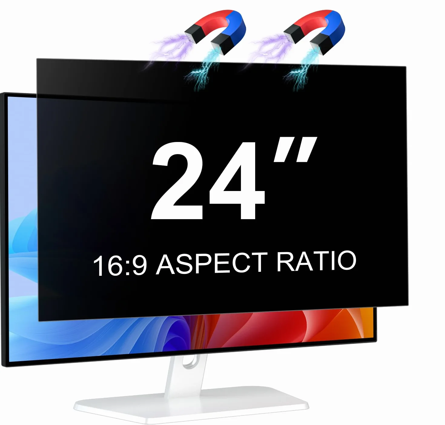 Filtro privacy magnetico per schermo da 24 pollici, rapporto di aspetto 16:9, antiriflesso, anti-luce blu 24", pellicola protettiva per la privacy, schermo rimovibile per computer monitor