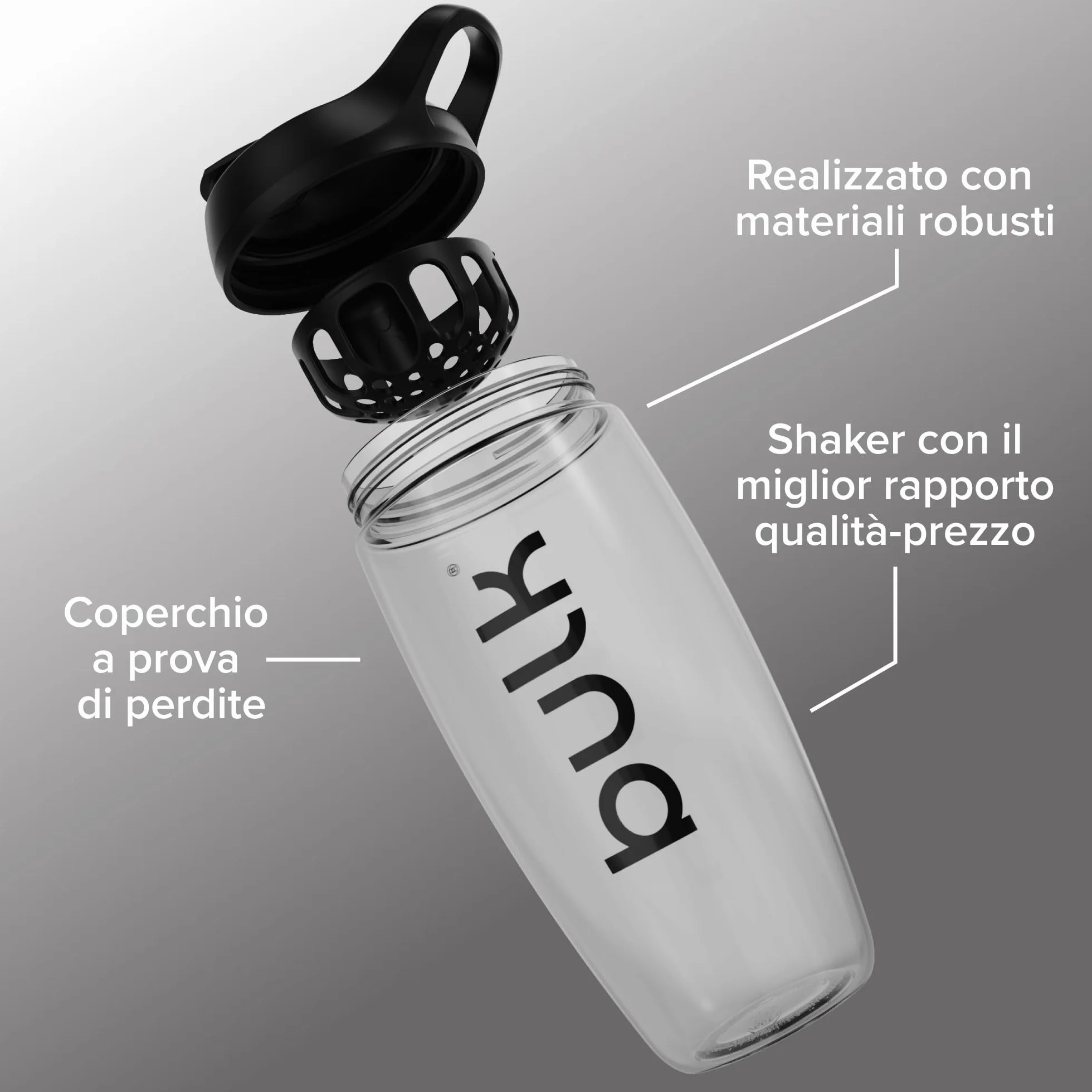 Promixx Pursuit Ecozen Shaker Nero 700ml Ecologico Resistente Agitatore Snap-Fit Coperchio Antiperdita