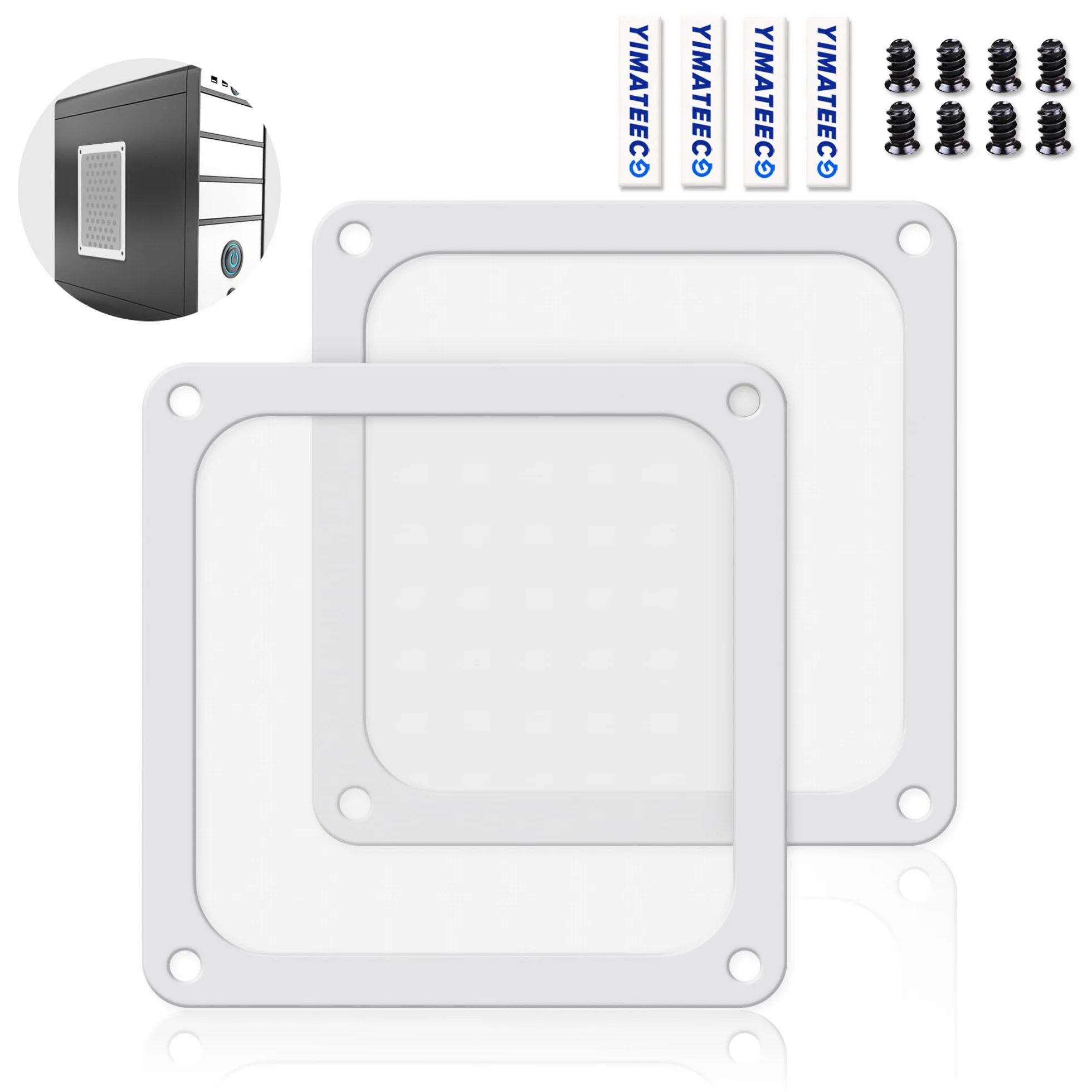 Filtro Antipolvere Magnetico 140mm per PC - Griglia a Rete per Ventola di Raffreddamento Computer Case (Nylon, 140*140mm, 2 Pezzi, Bianco)