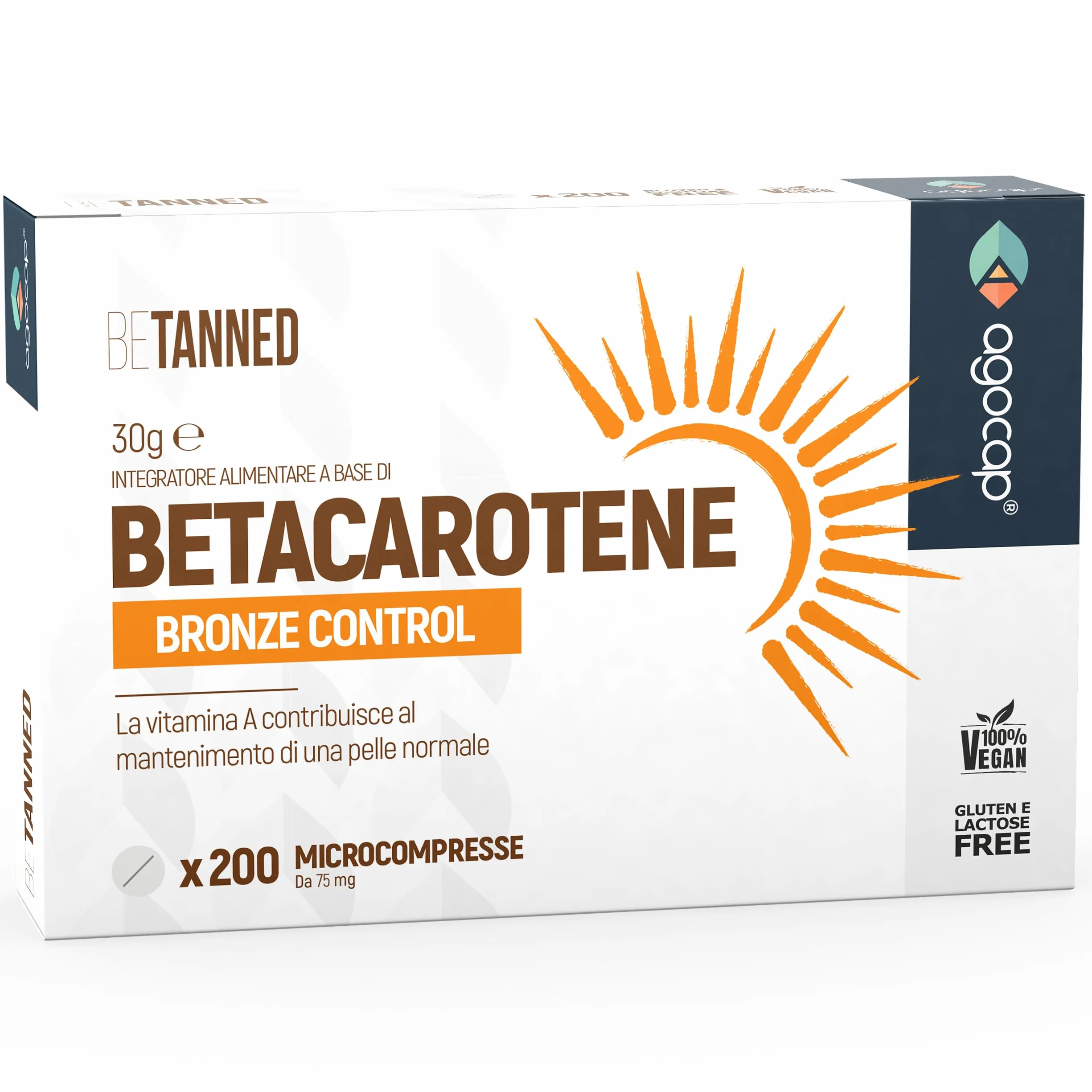 Betacarotene per Abbronzatura FORTE 200 cpr Integratore con Vitamina A e Melanina