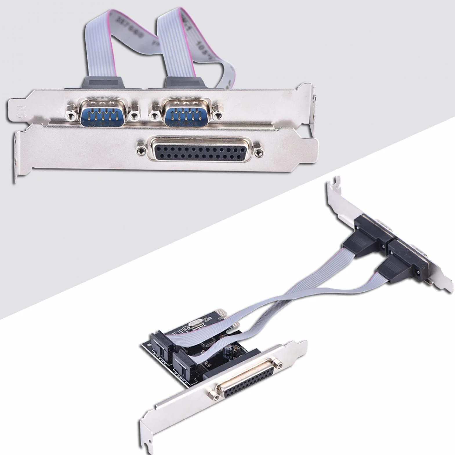 ASHATA Scheda Interfaccia PCI Express Seriale RS232 a 2 Porte, Porta Seriale PCI-E a Doppia Porta Seriale RS-232 + 1 per Porta LPT Parallela DB25, Adattatore Scheda Seriale RS232 PCIe per PC desktop