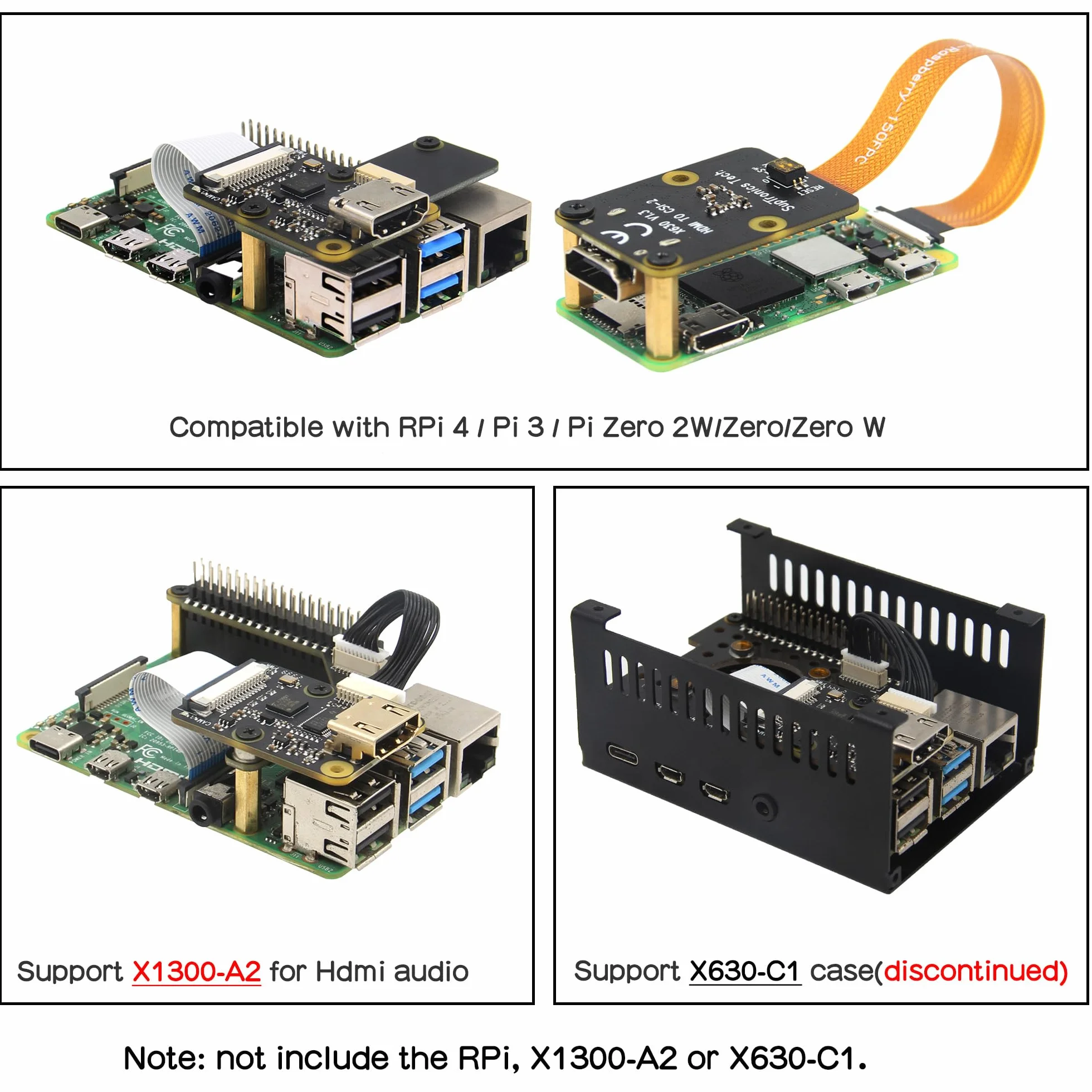 Geekworm Raspberry Pi Hdmi a CSI-2 Modulo X630 con chip TC358743, supporta fino a 1080p/25Fps per Raspberry Pi 4/3B +/3B/3A+/Pi Zero (W)/Pi Zero 2 W