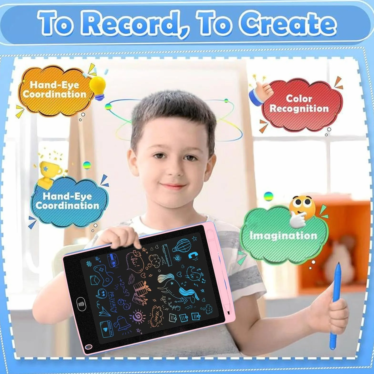 Tavoletta grafica LCD 8,5 pollici per bambini | Tablet educativo da disegno colorato