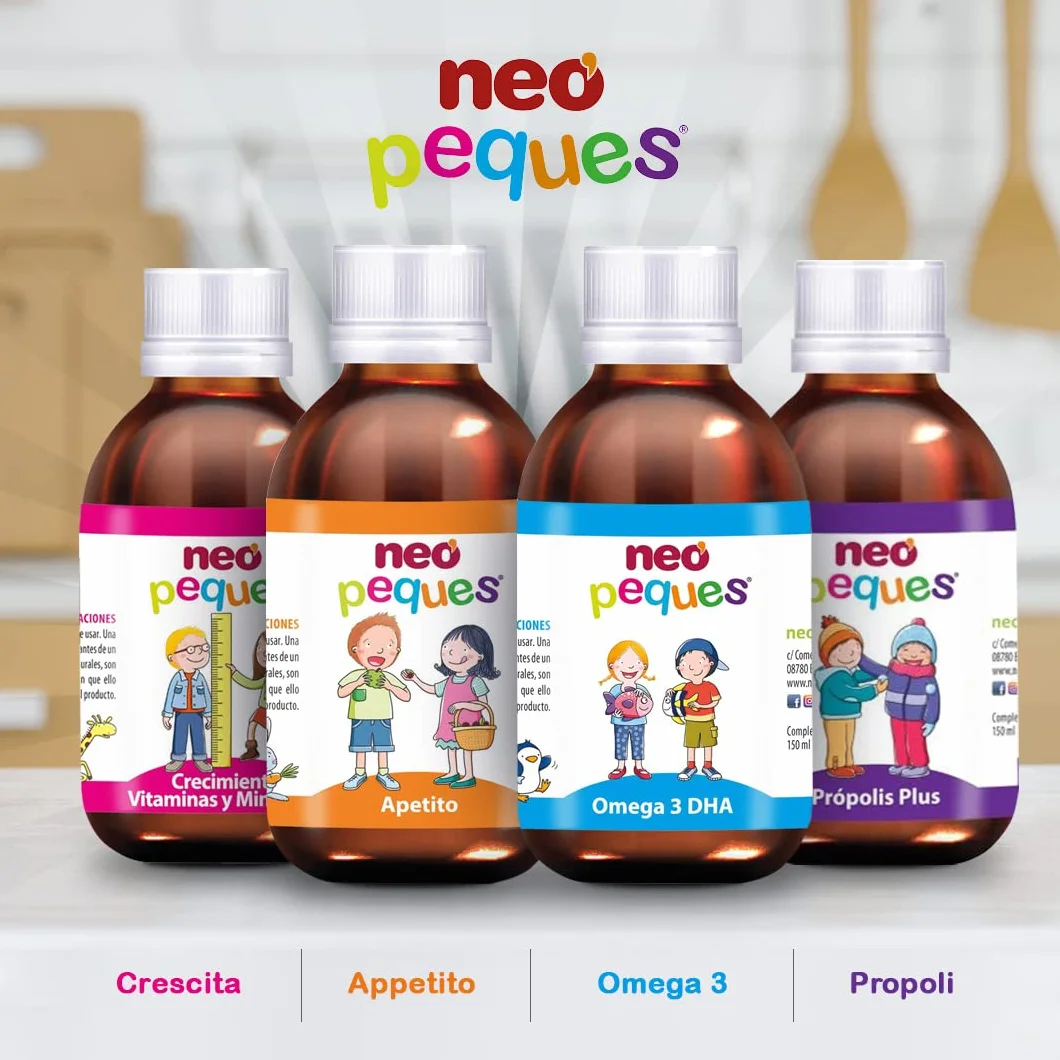 NEO PEQUES Sciroppo Omega 3 DHA 150 ml per bambini concentrazione gusto fragola