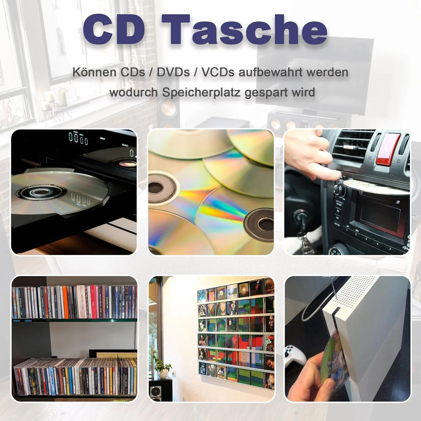 Borsa per CD, Custodia Blu per Dischi CD Dvd per 40 Dischi, Custodia per CD per Auto e casa