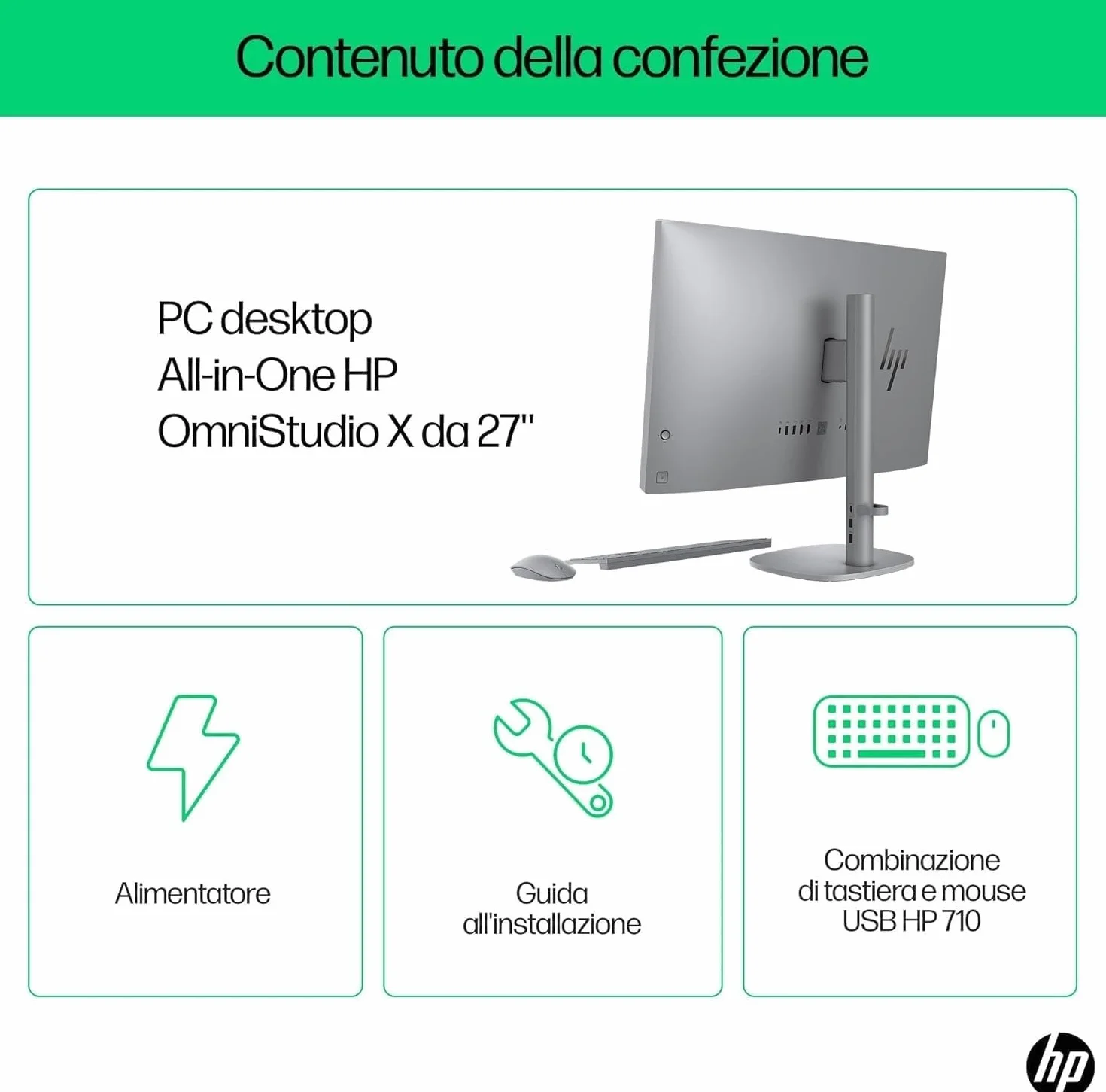 HP Omnistudio X 27-cs0000sl All-in-One Intel Core Ultra 5-125H Intel Evo 16GB RAM 1TB SSD 27" IPS FHD Antiriflesso Windows 11 Grigio