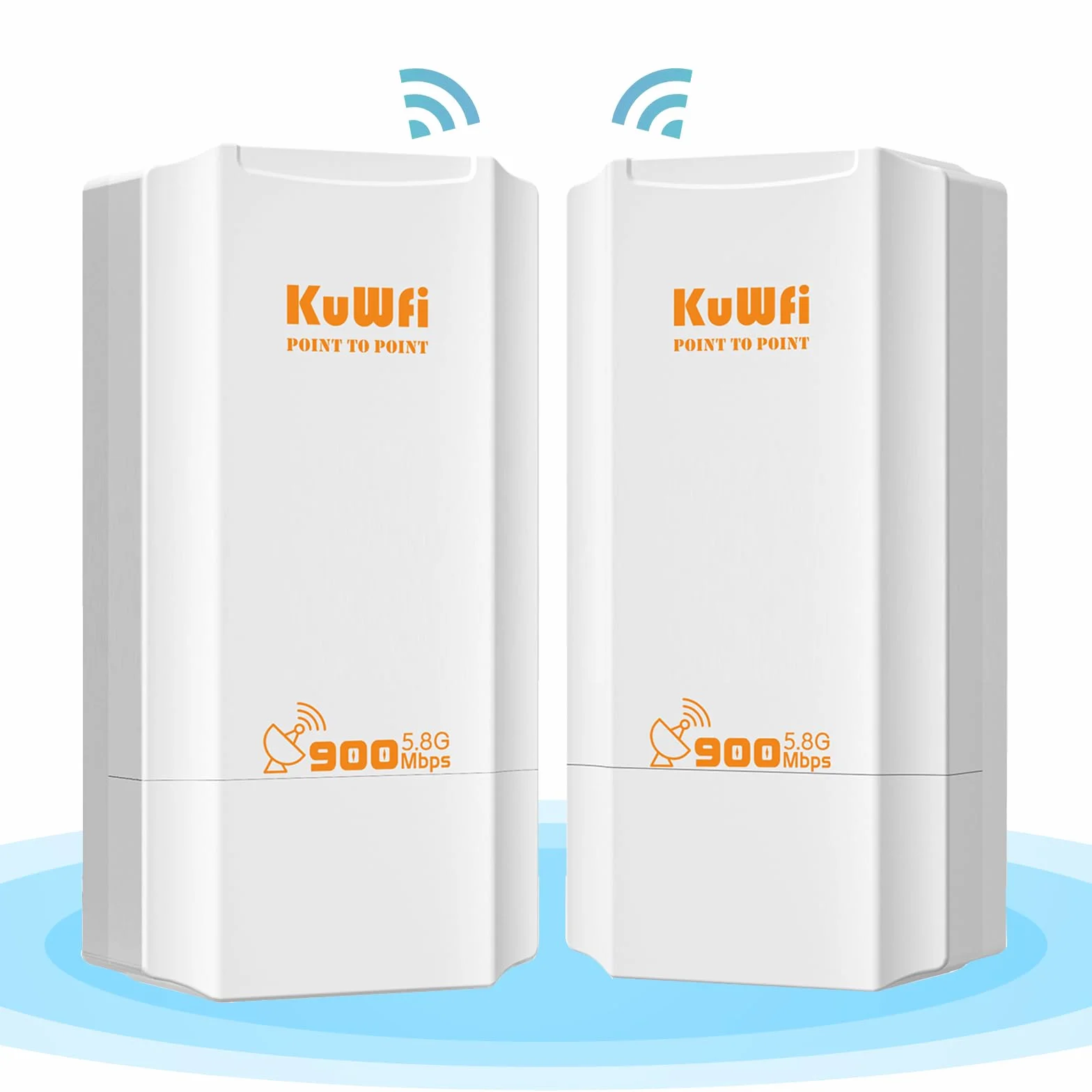 KuWFi Ponte Wireless Esterno, 5.8G Wireless Bridge 900Mmbps, 12dBi antenna wifi lunga distanza con display a LED, Soluzione di Trasmissione 2KM, Accesso Point wifi per telecamera/Industriale