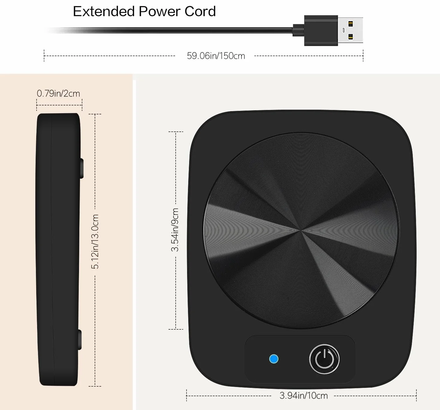 Azyh Scaldabicchieri USB con piastra in alluminio - Mantieni calde le tue bevande a 45°C - Diametro 8,9 cm