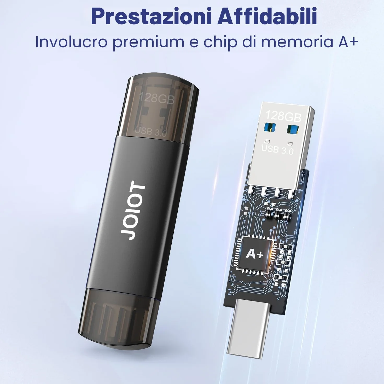 Chiavetta USB 128 gb 3.0 Pen Drive USB C 3.0 2 in 1 OTG Pennetta Chiavette USB C Memoria Stick per Telefono PC Android Alta Velocità Archiviazione Dati Nero