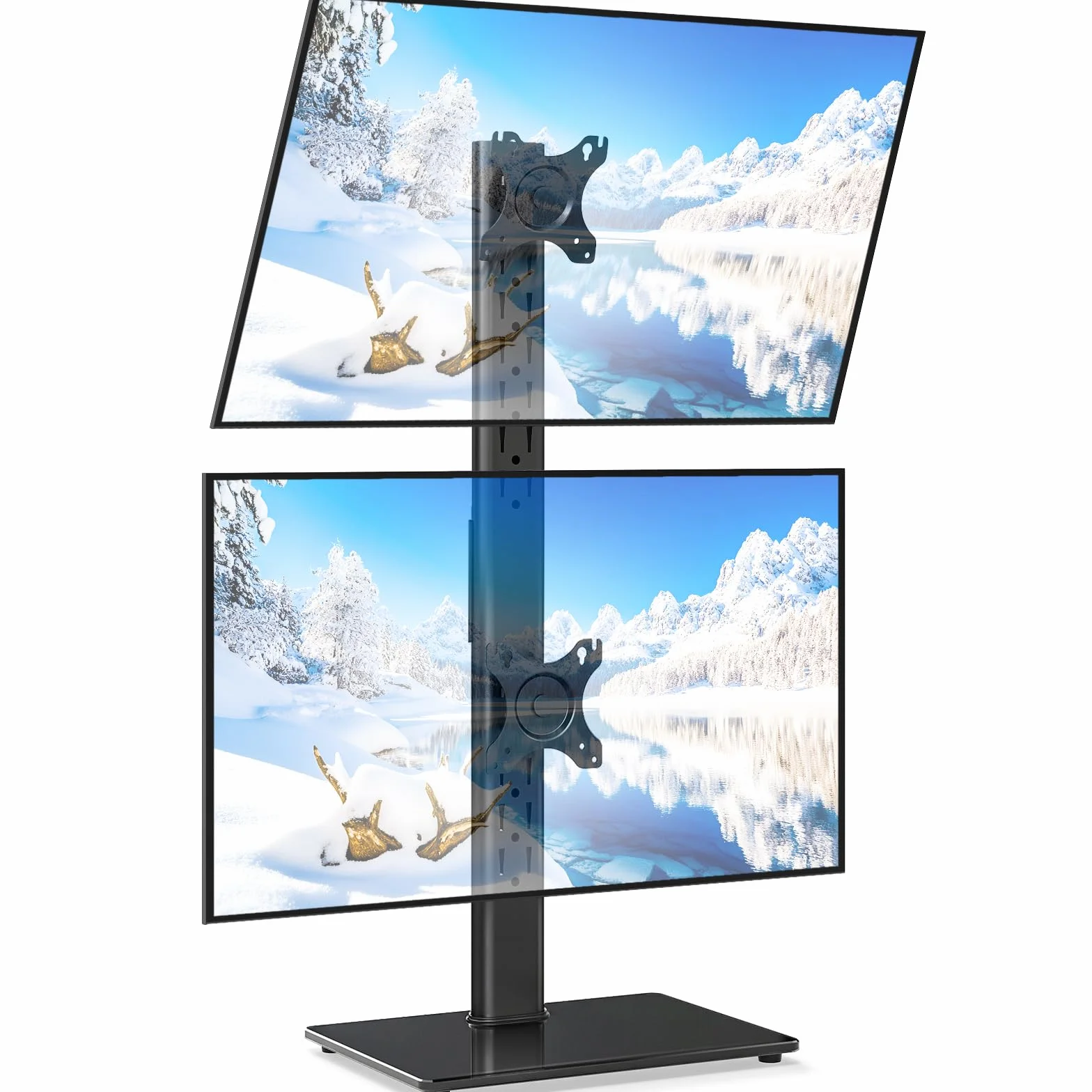 5Rcom Supporto Doppio Monitor Scrivania per Schermi da 13-38 Pollici, Braccio Monitor Verticale Doppio, Girevole, Inclinabile, Regolabile in Altezza con VESA 75x75/100x100mm fino a 20KG