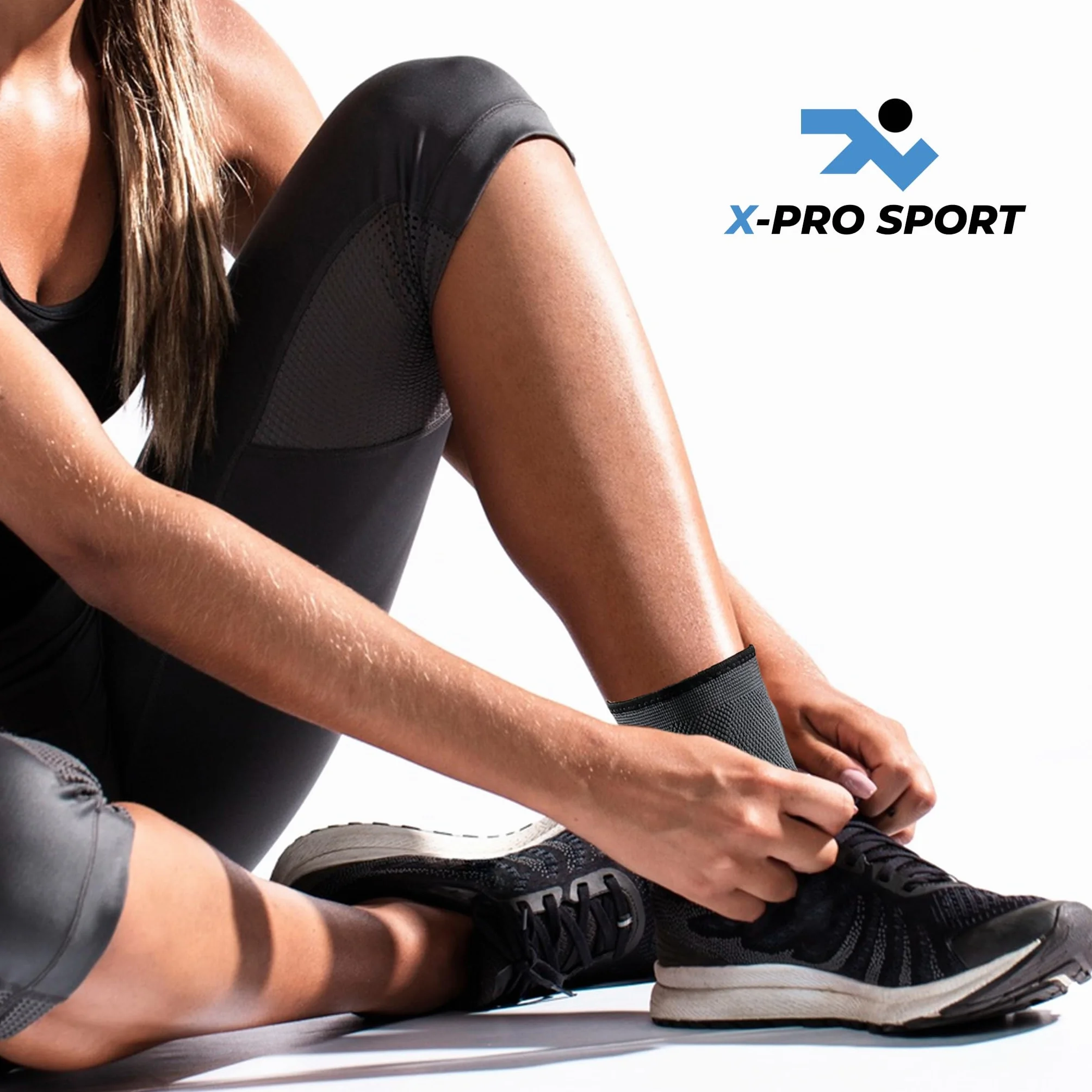 X-PRO SPORT Cavigliera Ortopedica Stabilizzante con Fasce a Incrocio Regolabili, Tutore Caviglia Compressione Antiscivolo Traspirante, Supporto Distorsioni Dolore Recupero Sportivo (L)