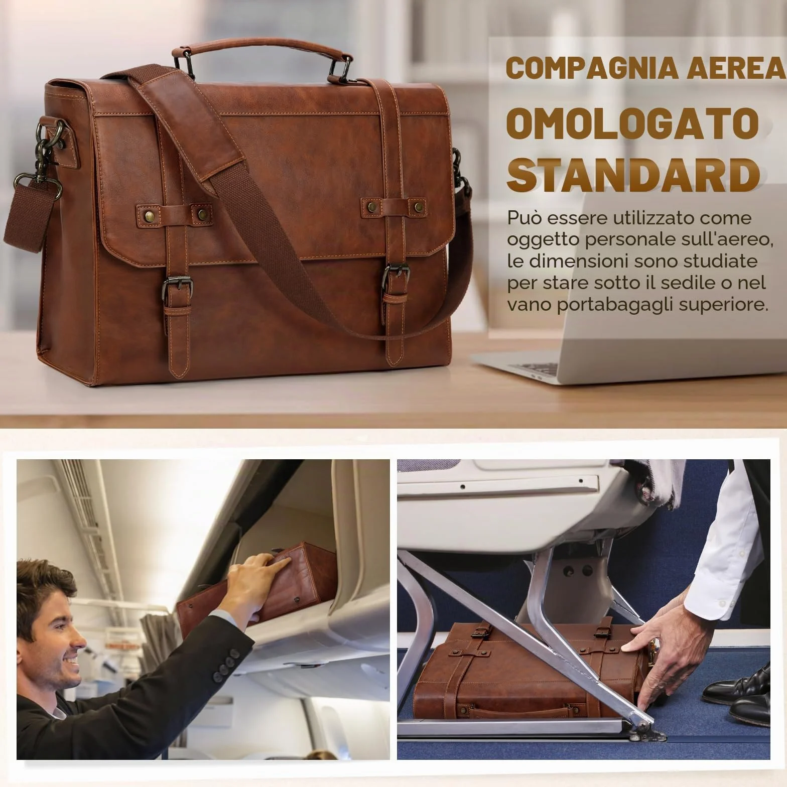 RAINSMORE Borsa Porta PC 17.3 Pollici Borsa Lavoro Uomo Pelle PU Borsa Computer Impermeabile Borsa Tracolla Valigetta Documenti Uomo