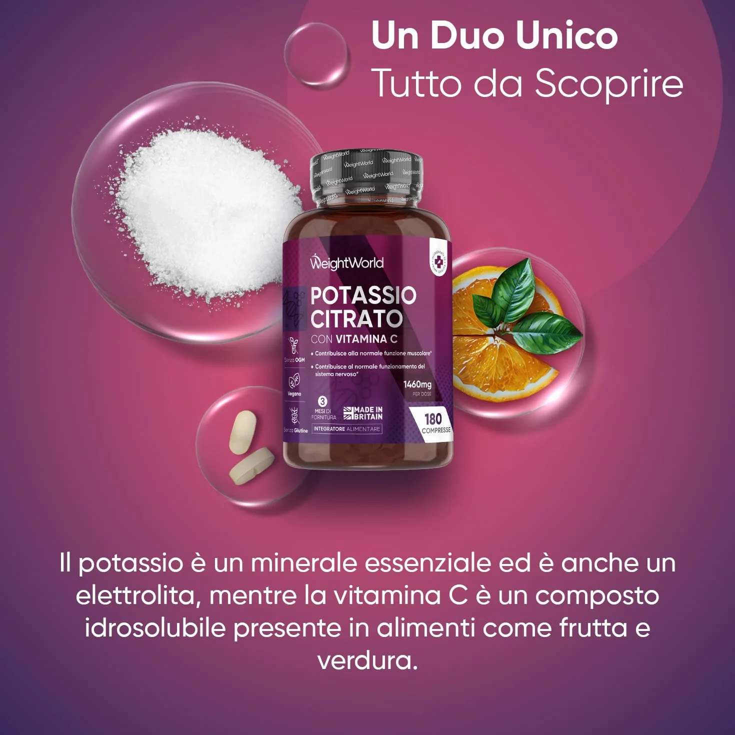 Potassio Citrato Vegano 180 Compresse con Vitamina C