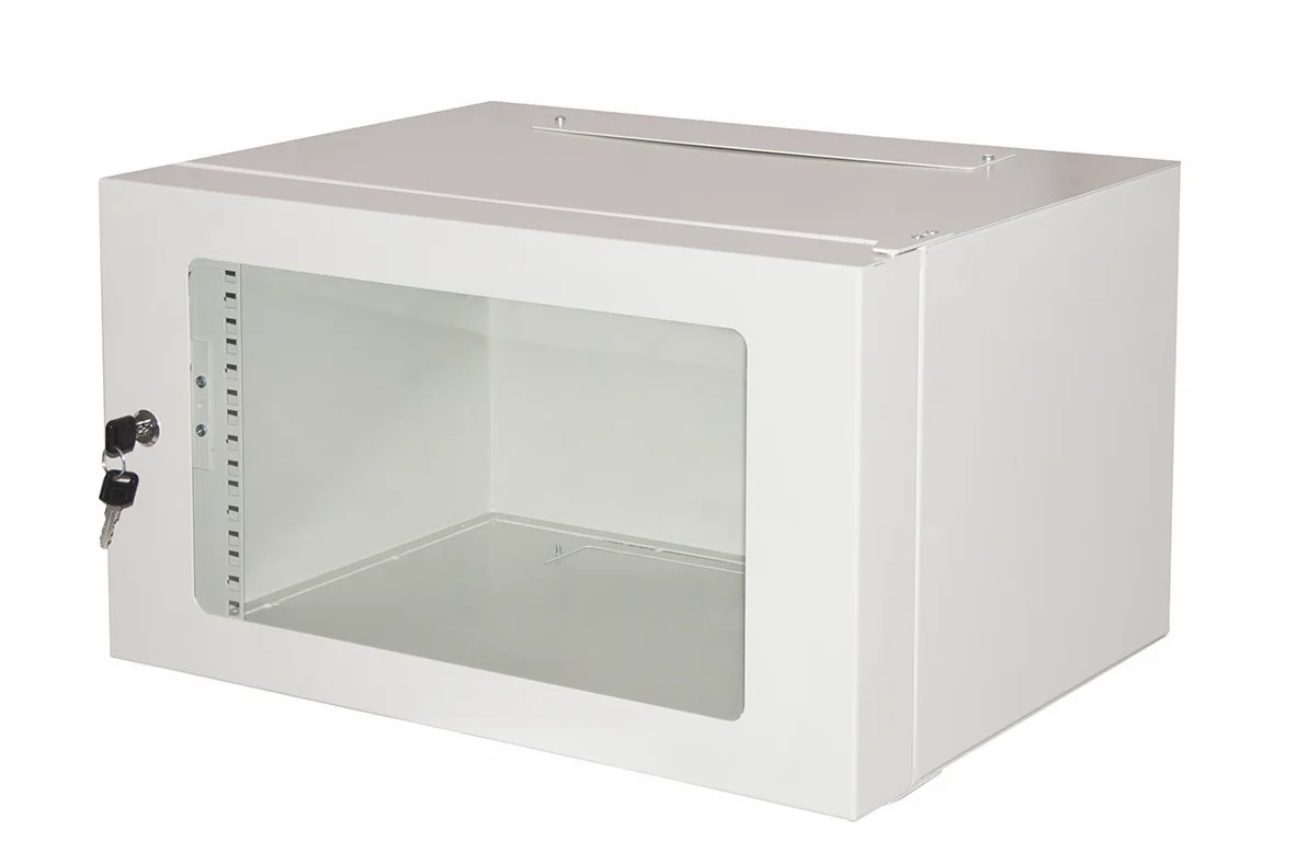 armadio rack 19" CO1906U30 con profondità 360 mm e porta in vetro temprato con chiusura a chiave, struttura in acciaio, dimensioni 54x36x29,5 cm, colore grigio, unità 1 pezzo