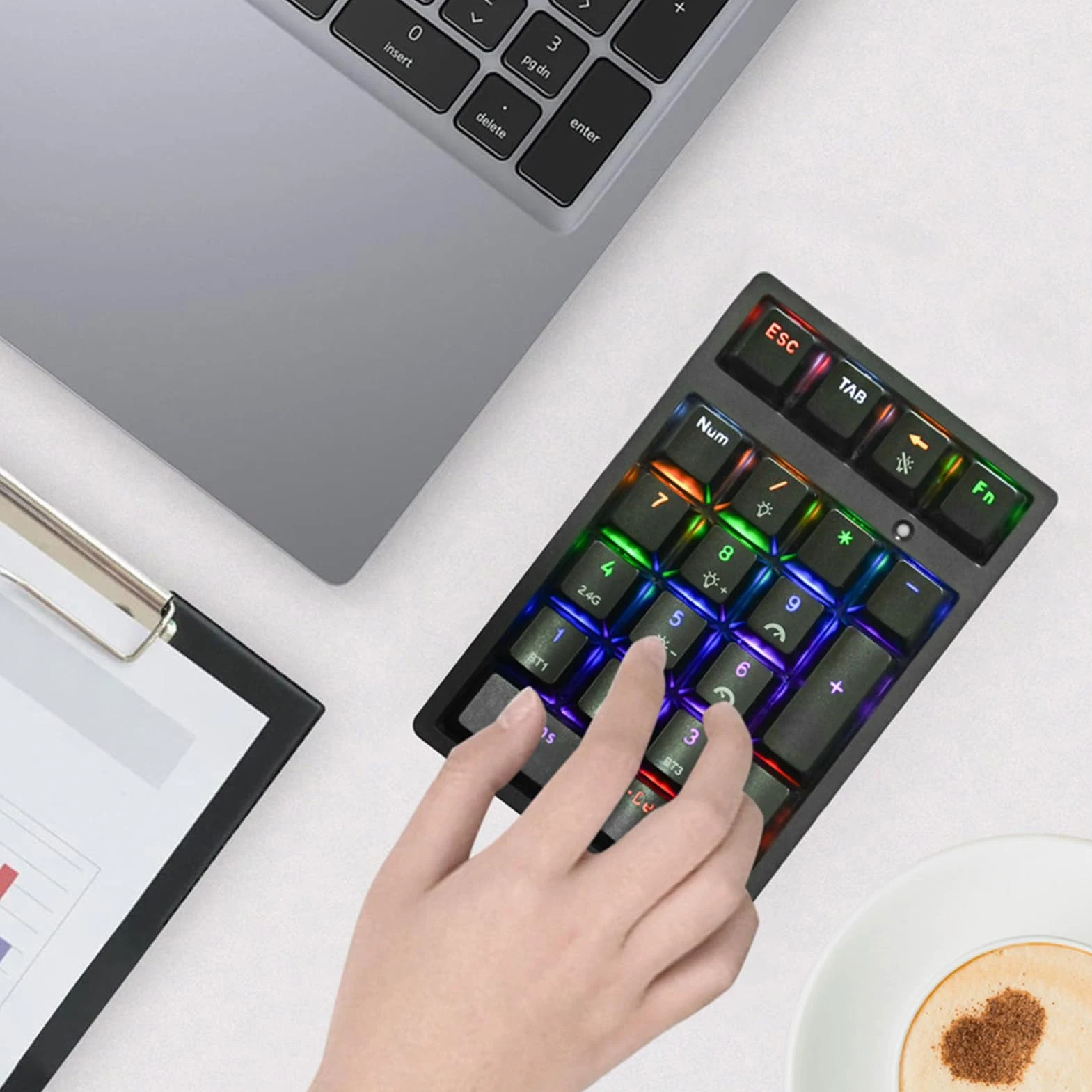 Tastierino Numerico Senza Fili Tastiera Meccanica USB e Compatta | Tastierino da 21 Tasti Portatile e Mini per Laptop, Desktop, Computer e
