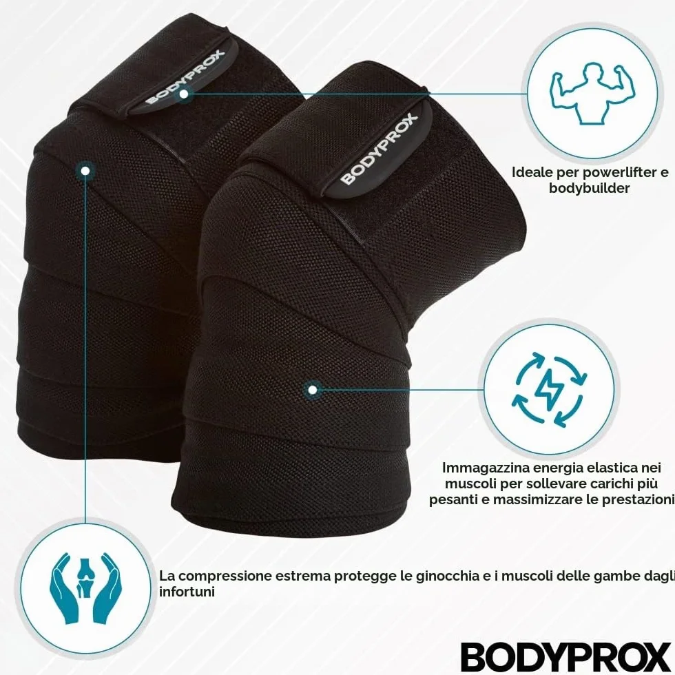 Bodyprox Ginocchiera per squat, sollevamento pesi, powerlifting, leg press e cross training