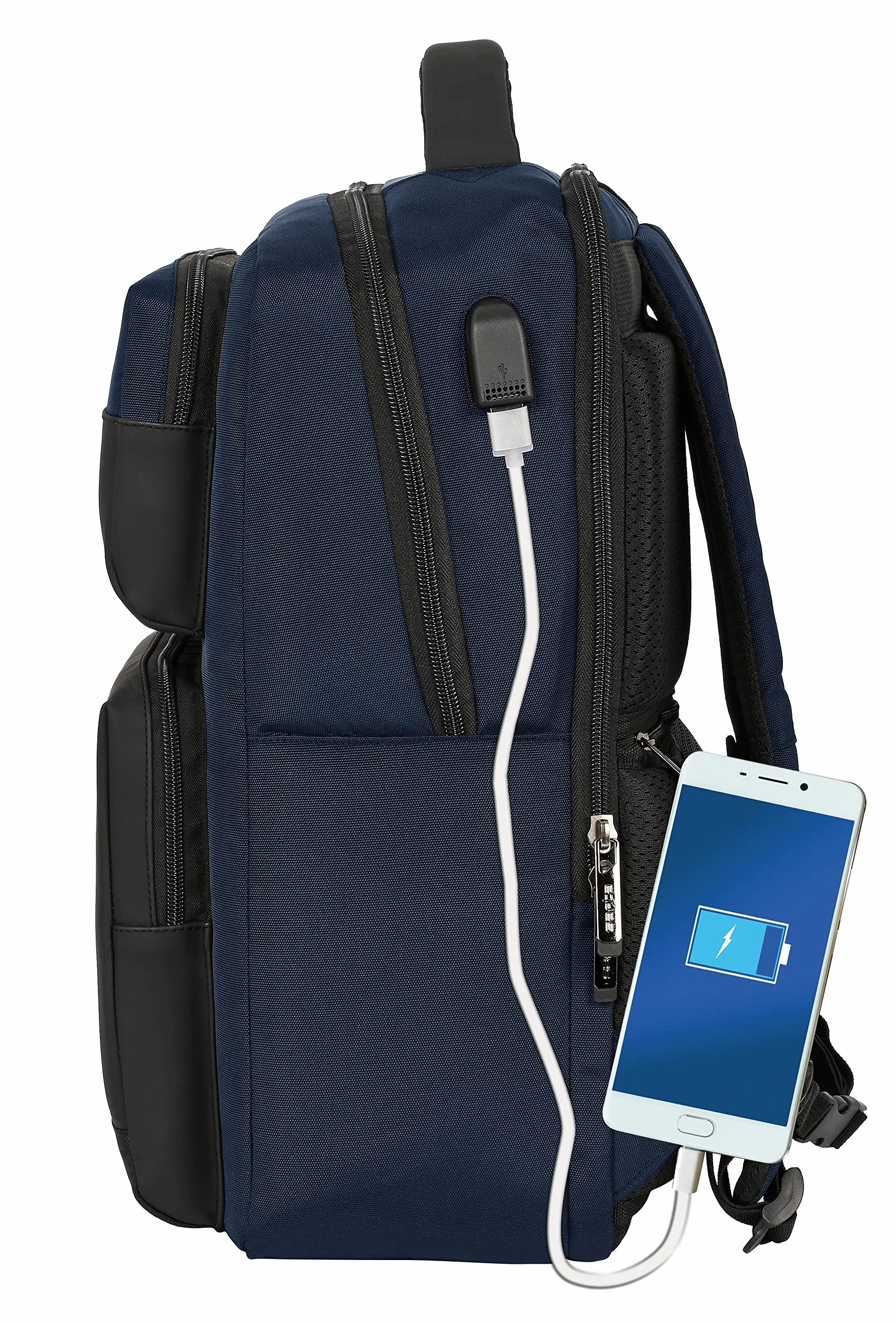 SAFTA - Zaino 2 tasche portatile 15,6" + USB Business Dark Blue 31X44X13Cm, multicolore (642201377)