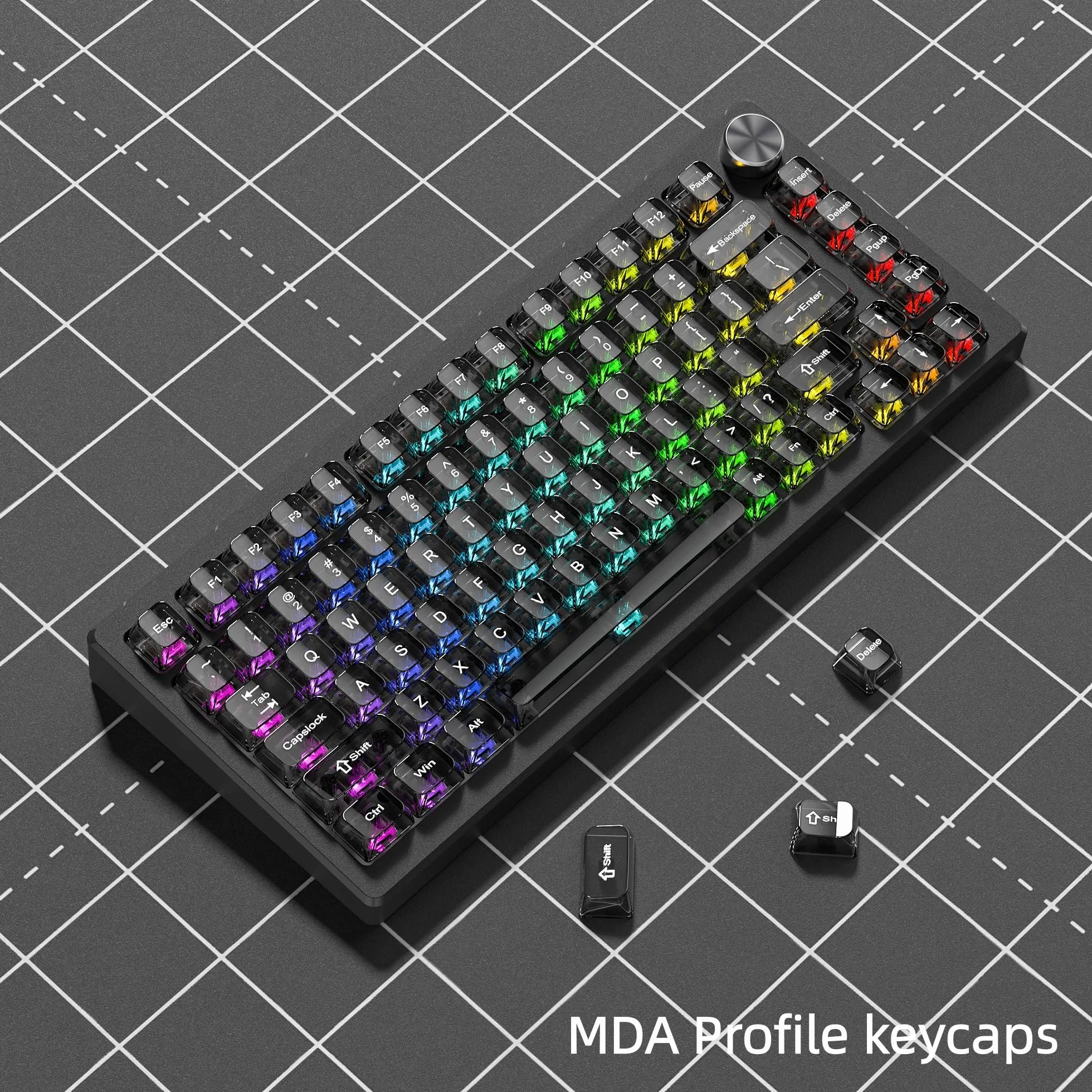 dagaladoo Grigio chiaro keycaps, copritasti trasparenti 60 75 100 percento, in ceramica Jelly Key Caps, Shine Through Keycaps.,MDA Profile Keyboard Key Cap per Mx Switch tastiera meccanica (115 tasti)