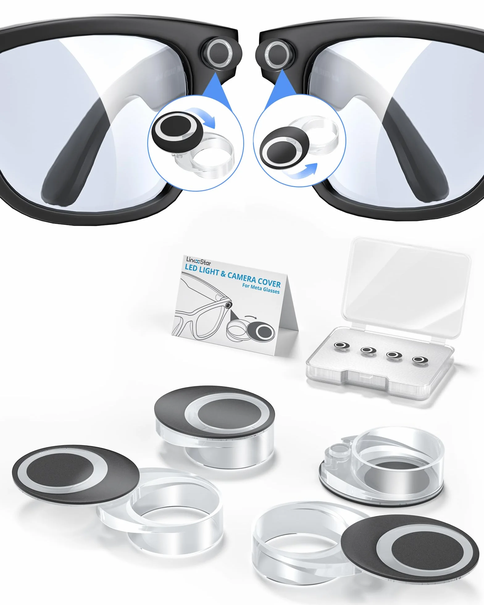 Rotating LED Light Blocker Cover for Meta Glasses