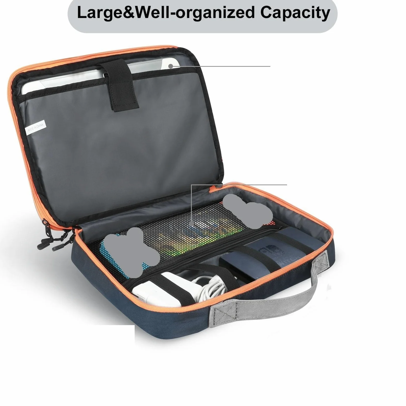 Borsa Organizer Cavi Borsa organizer for cavi elettronici a doppio strato da 11,6 pollici, custodia portatile for dischi rigidi, cavi, caricabatteria(Black)