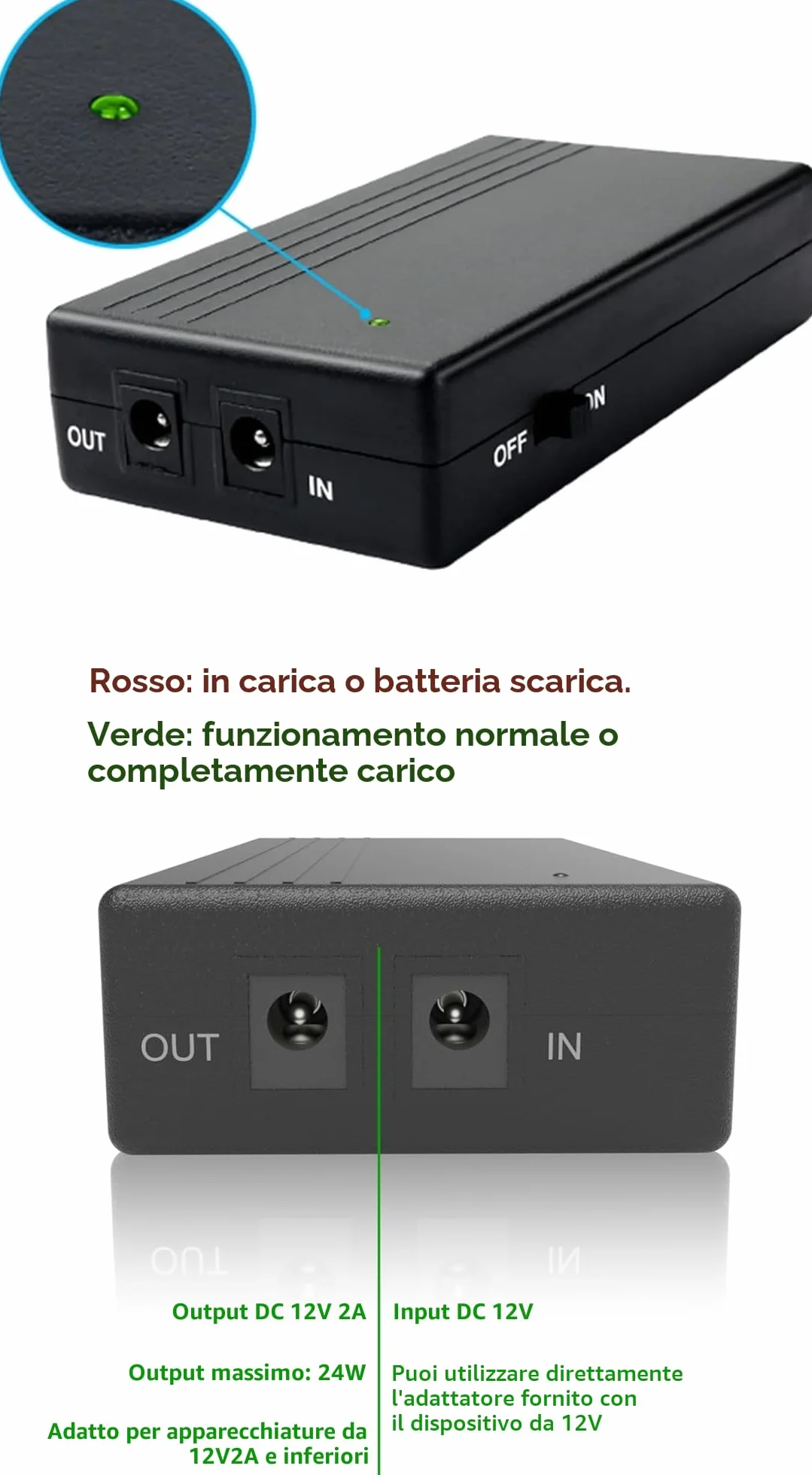 Gruppo di Continuità Mini UPS 12V 7800mah,Banca di Potere Backup Batteria alimentazione ininterrotta per Router Modem Fotocamera CPE,Singola uscita 12V DC