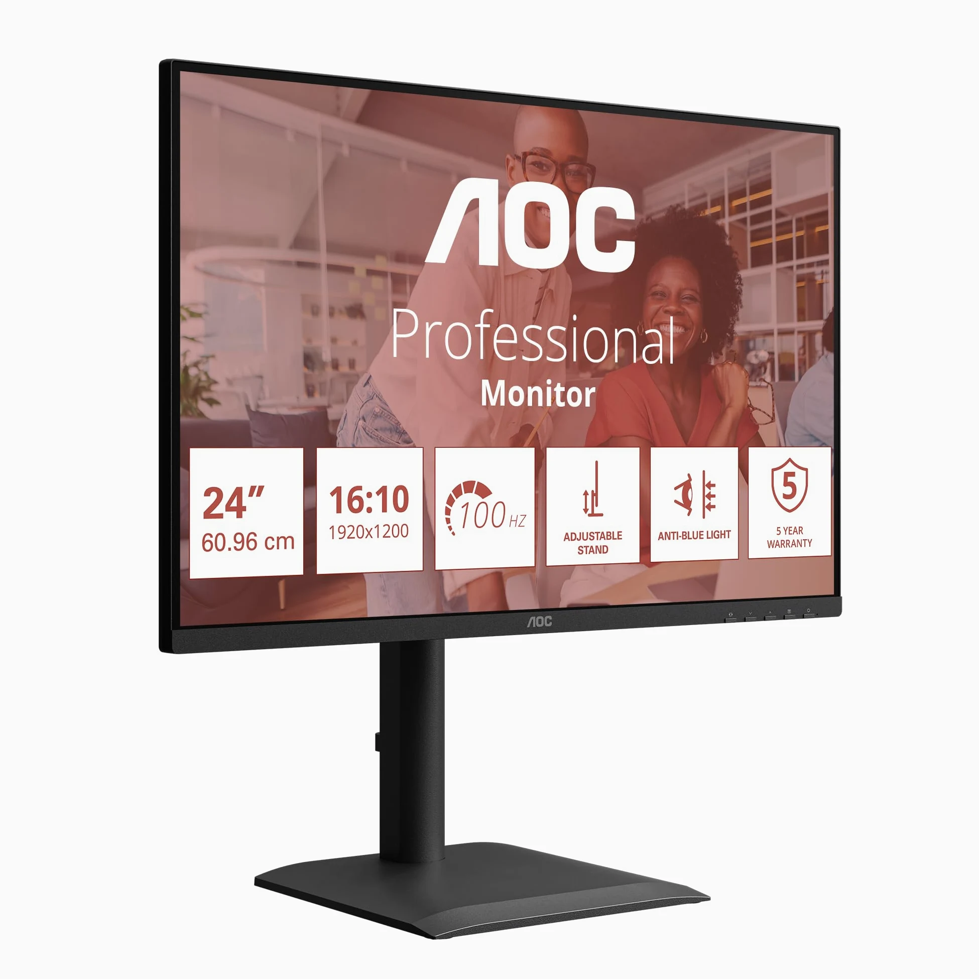 AOC Monitor X24E4U da 24 pollici WUXGA 100 Hz, pannello IPS, GtG 4 ms, sincronizzazione adattiva, modalità HDR, regolazione dell'altezza, altoparlanti, (1920 x 1200 HDMI 1x 1.4 DP 1x1.4 Hub USB) Nero