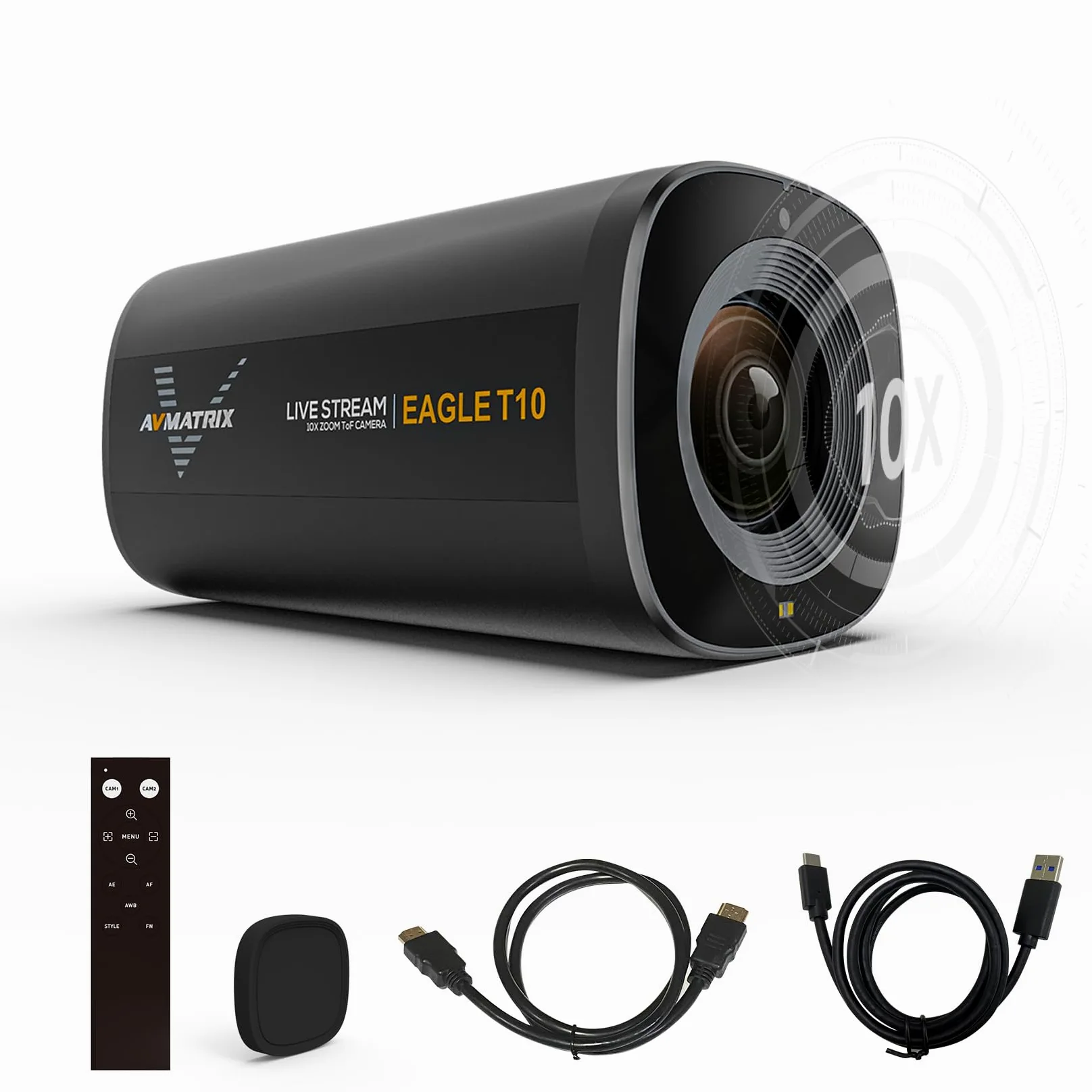 AVMATRIX Live Stream Camera T10, Zoom 10X TOF Autofocus Streaming Webcam per Youtube Twitch Facebook, Full 1080p HD 60fps, Streaming in Tempo Reale Media Landscape e Portrait Camera