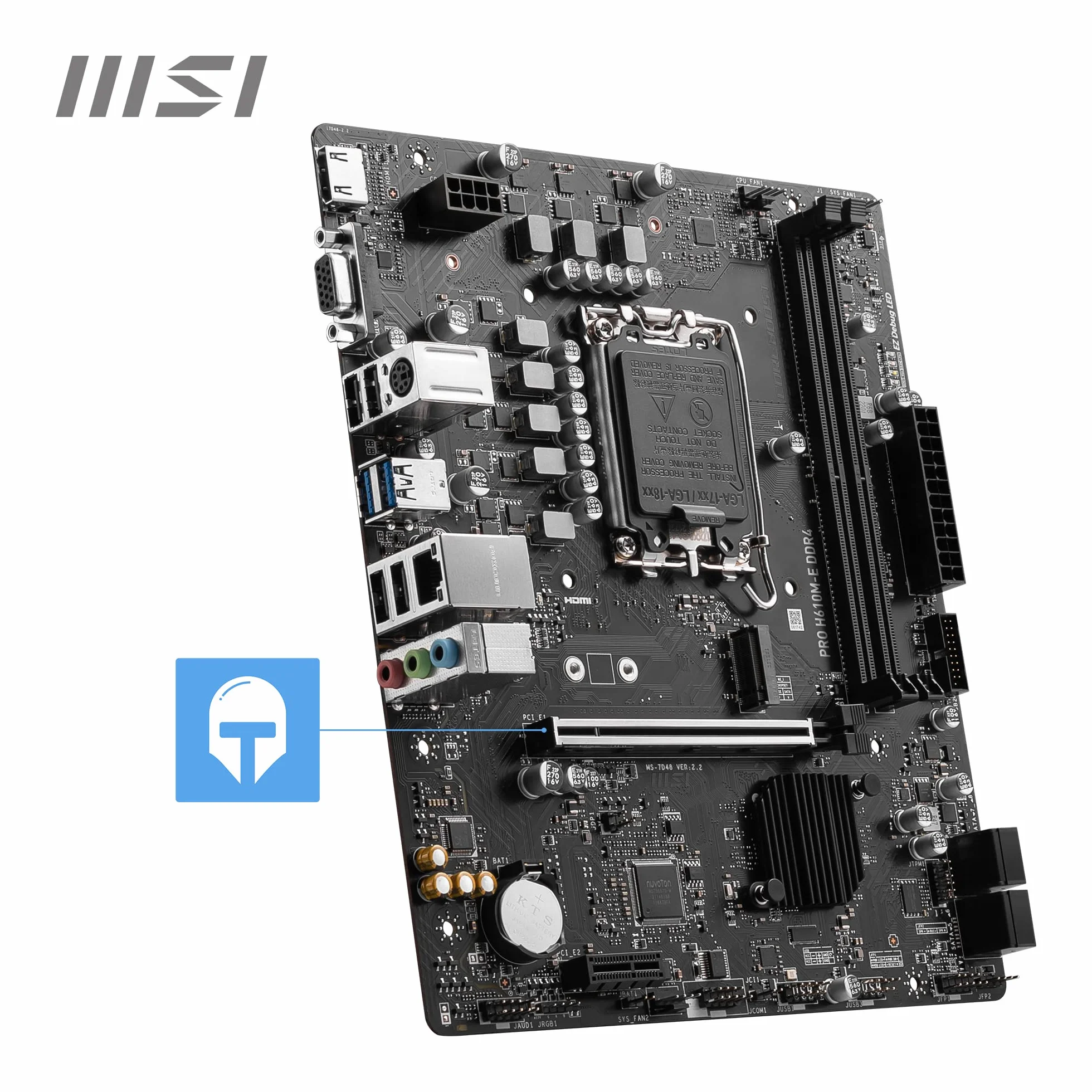 MSI PRO H610M-E DDR4 Scheda Madre, Micro-ATX - Supporta Intel Core 12a e 13a Gen, LGA 1700-2 x DIMMs (3200MHz), 1x PCIe 4.0 x16 slot, 1 x M.2 Gen3, USB 3.2 Gen1, 1G LAN, HDMI 1.4 & VGA