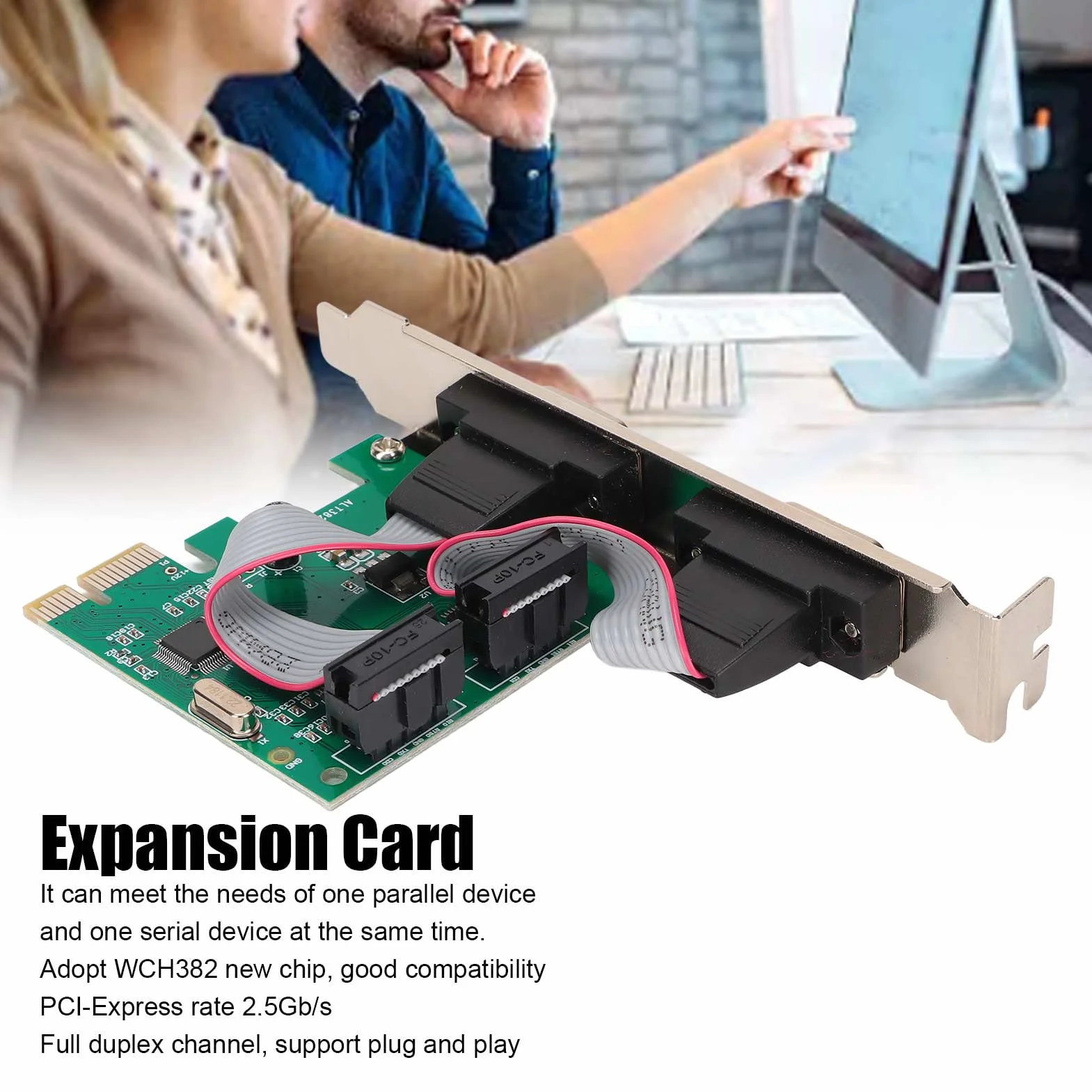 Scheda di Espansione Seriale PCIE, Interfaccia Porta COM PCIE a RS232 Scheda di Espansione Doppia Porta Seriale WCH382L Chip per Windows98/98SE/ME/2000/xp/server 2003/xp 64bit/Vista/win7/2008, per Lin