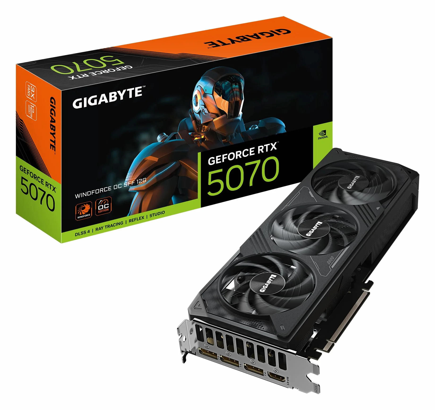 Gigabyte GeForce RTX 5070 WINDFORCE OC SFF 12G Scheda Grafica - 12GB GDDR7, 192 bit, PCI-E 5.0, 2542 MHz Core Clock, 3 x DP 2.1a, 1 x HDMI 2.1b, NVIDIA DLSS 4, GV-N5070WF3OC-12GD