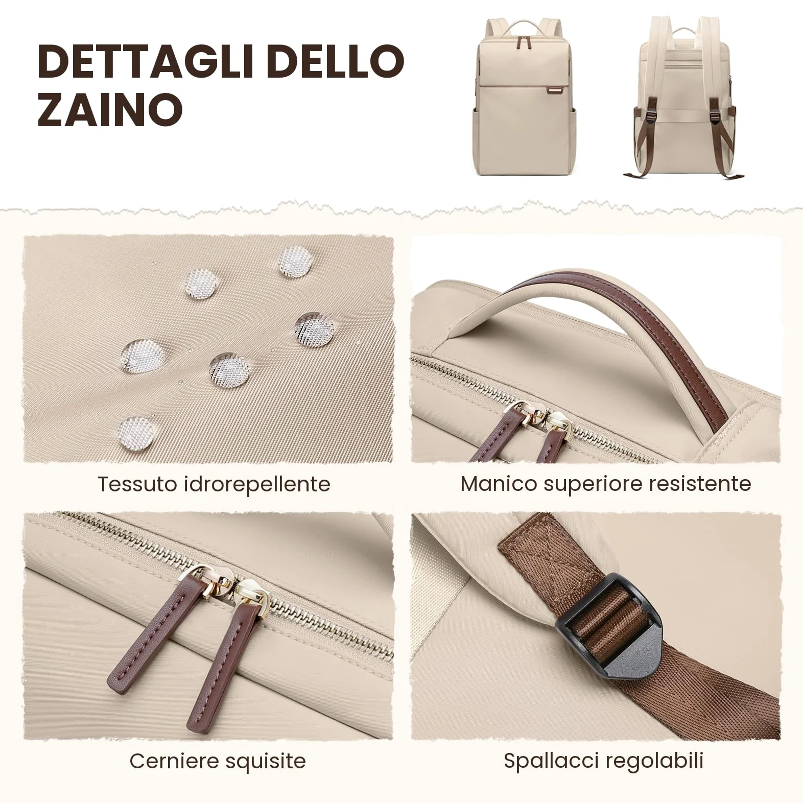 Zaino da Viaggio 16 Pollici Borse da Cabina per Ryanair Bagaglio a Mano Zaino Borsa, Zaino da Trekking Uomo, Zaino Casual per Laptop per Scuola,Albicocca