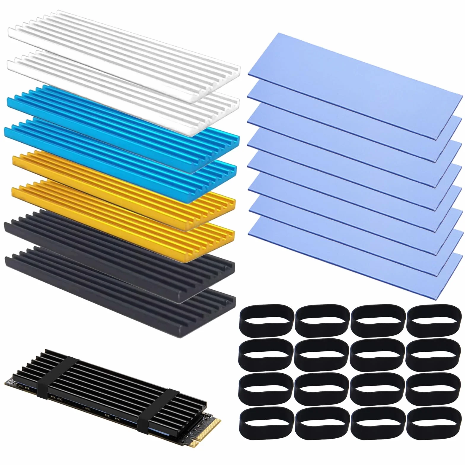 8 Pack M.2 2280 Nvme SSD dissipatore di Calore con Pad Termico Lega di Alluminio dissipatore di Calore di Raffreddamento per Computer Portatile, 70x22x3mm